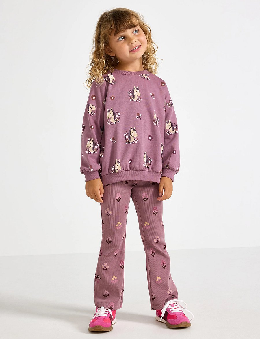 Lindex - Flared ribbed leggings - leggings - dusty lilac - 0