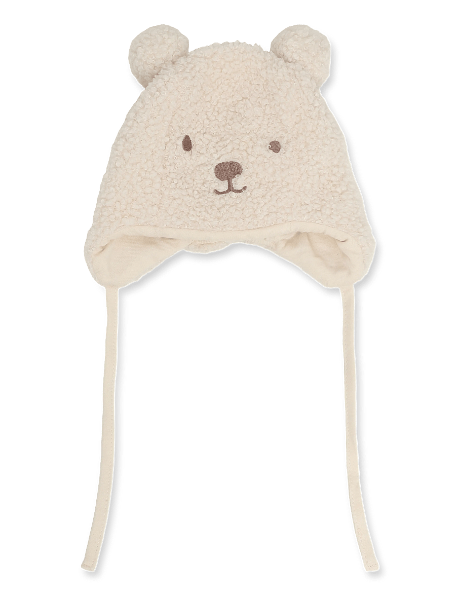 Lindex - Cap pile w ears embr face - babymützen - light beige - 0