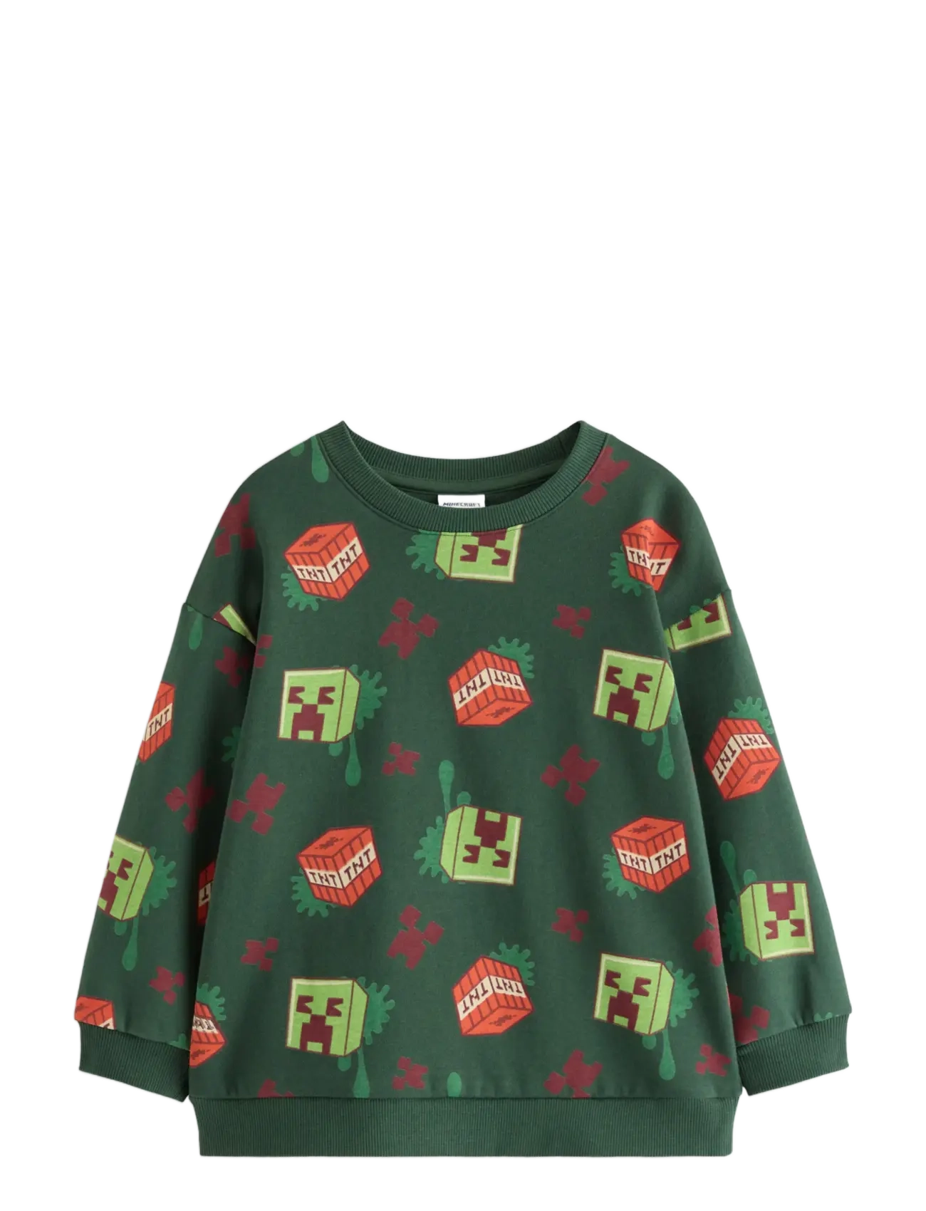 Lindex Minecraft sweatshirt with brushed inside - Osta suuruse järgi - DARK DUSTY GREEN / khaki/green