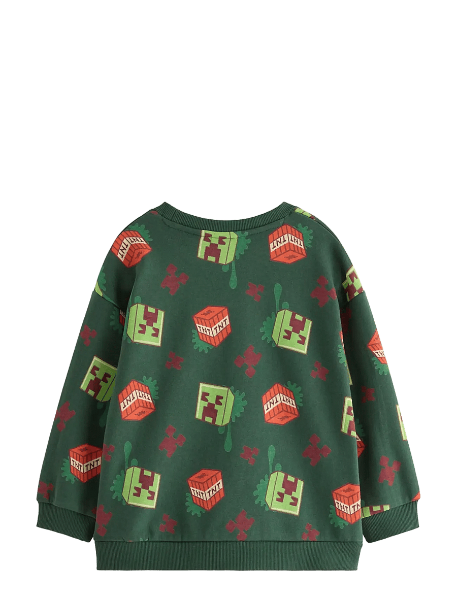 Lindex - Minecraft sweatshirt with brushed inside - dressipluusid - dark dusty green - 2