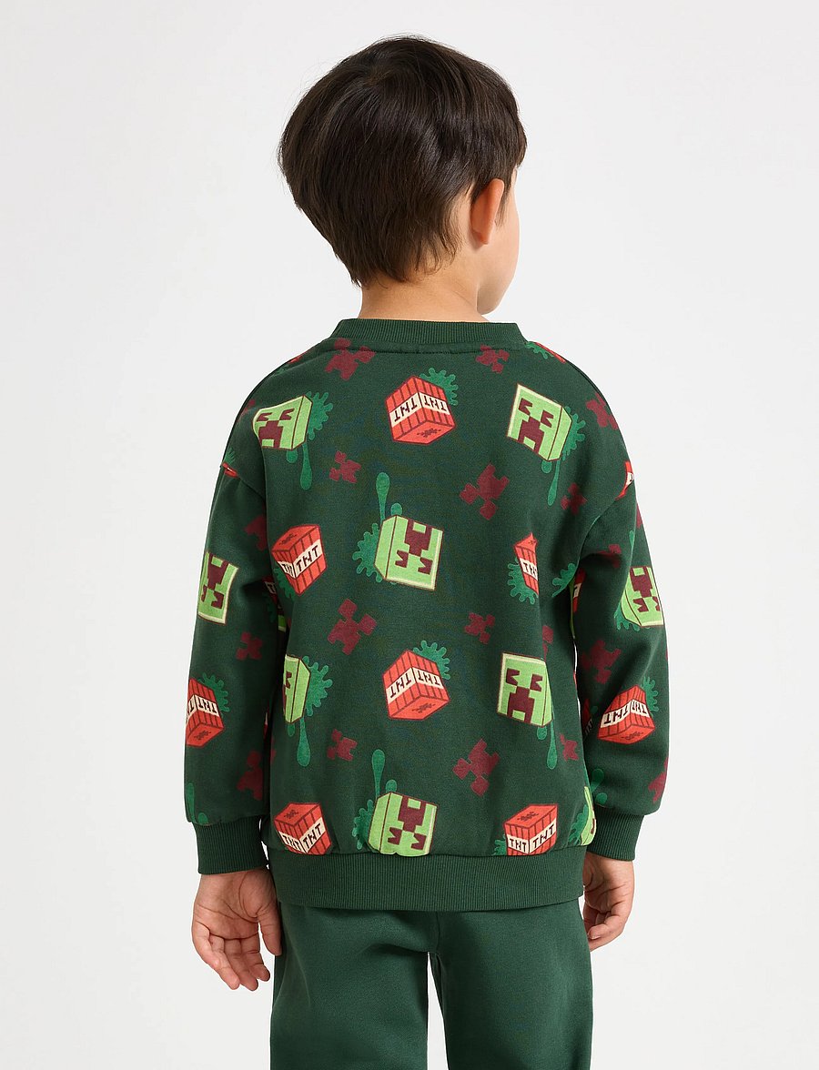 Lindex - Minecraft sweatshirt with brushed inside - dressipluusid - dark dusty green - 3