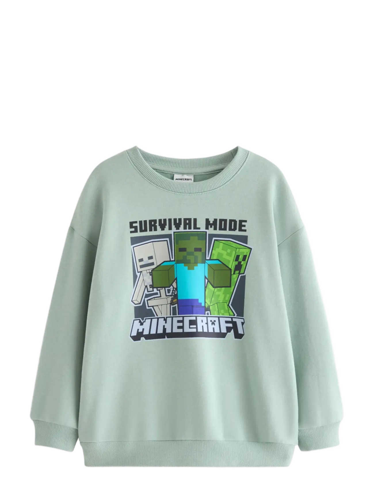 Lindex Minecraft sweatshirt with brushed inside - Osta suuruse järgi - LIGHT DUSTY AQUA / green