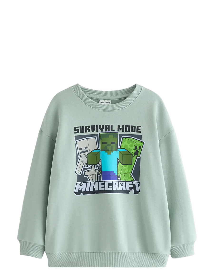 Lindex - Minecraft sweatshirt with brushed inside - dressipluusid - light dusty aqua - 1