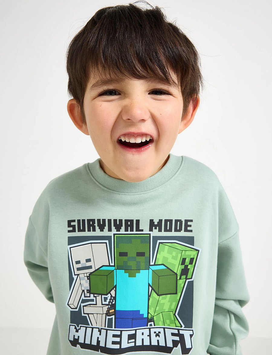 Lindex - Minecraft sweatshirt with brushed inside - dressipluusid - light dusty aqua - 4