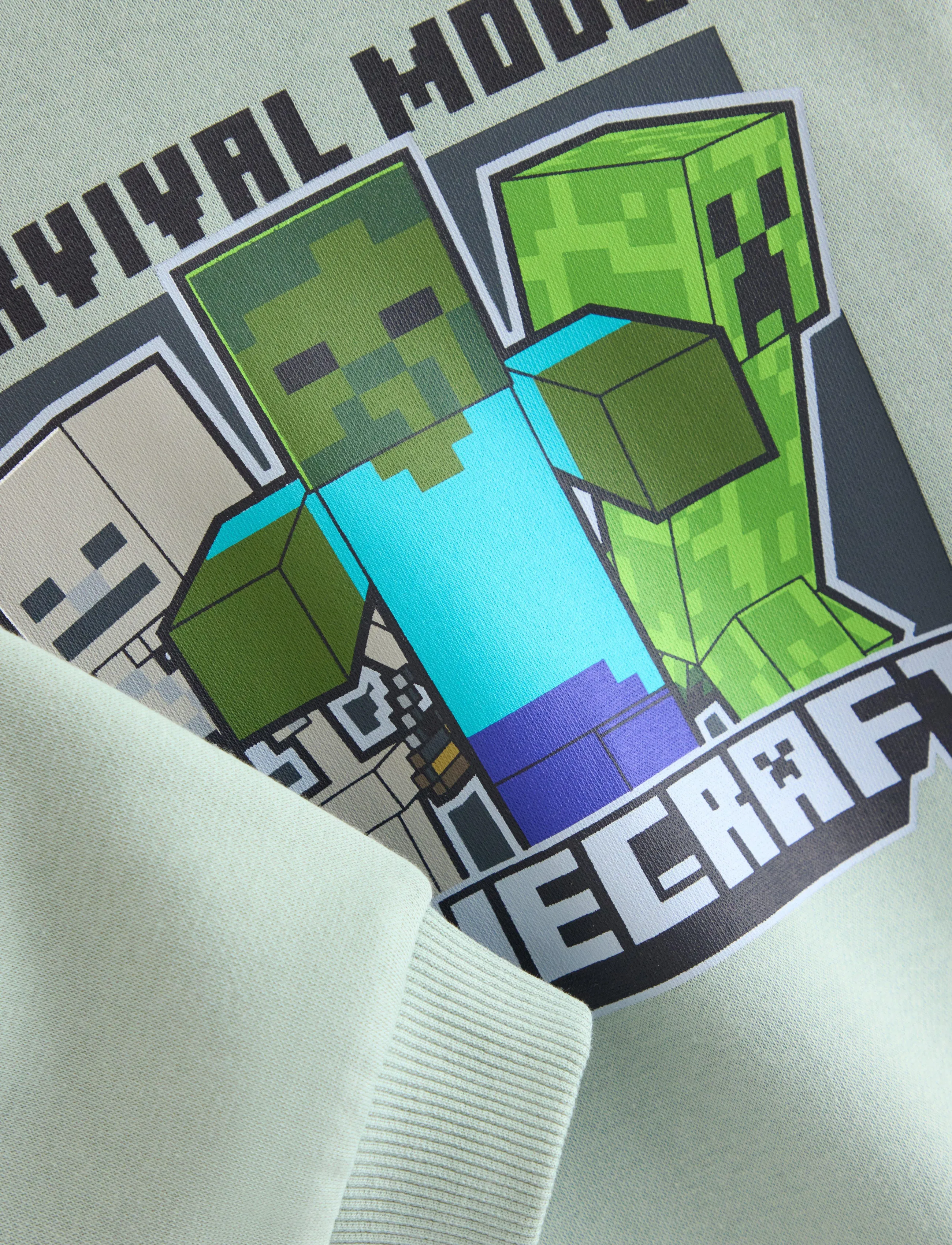 Lindex - Minecraft sweatshirt with brushed inside - dressipluusid - light dusty aqua - 5