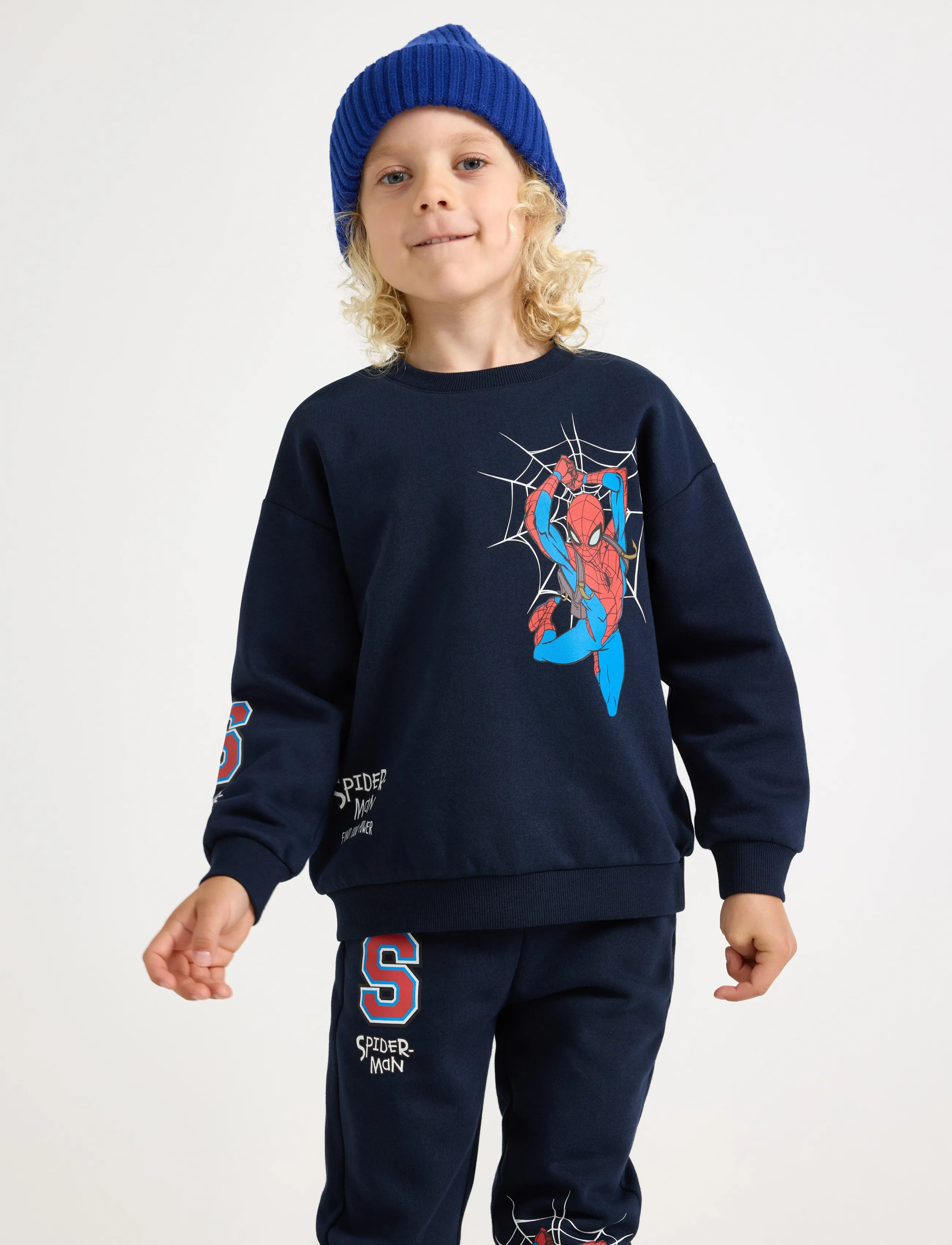 Lindex Spider-Man Sweatshirt With Brushed Inside, 116, Sweatshirts & Hoodies, Marineblau - Sweatshirts, Kinder
