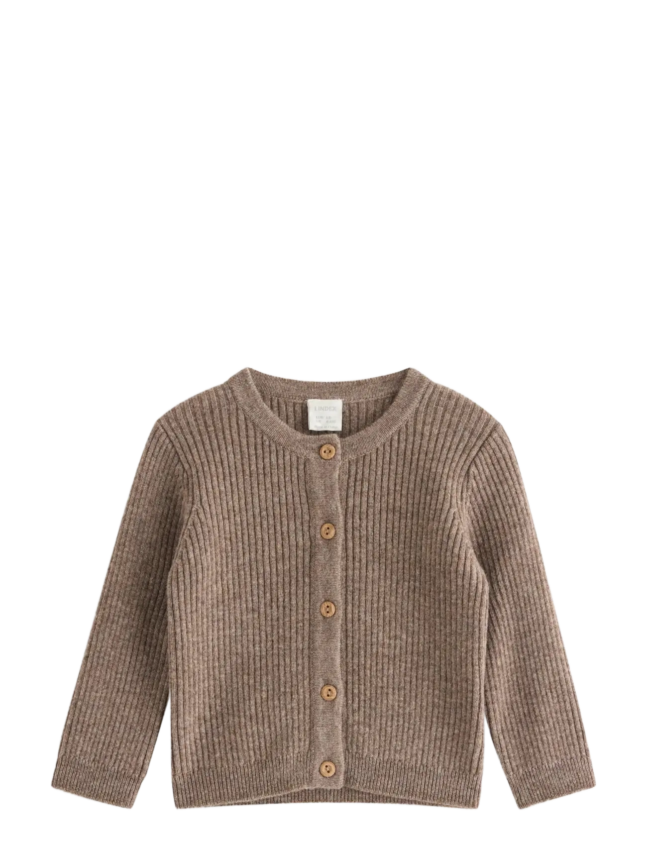 Lindex Ribbed cardigan in merino wool - Imik  44-92 - BROWN MELANGE / brown