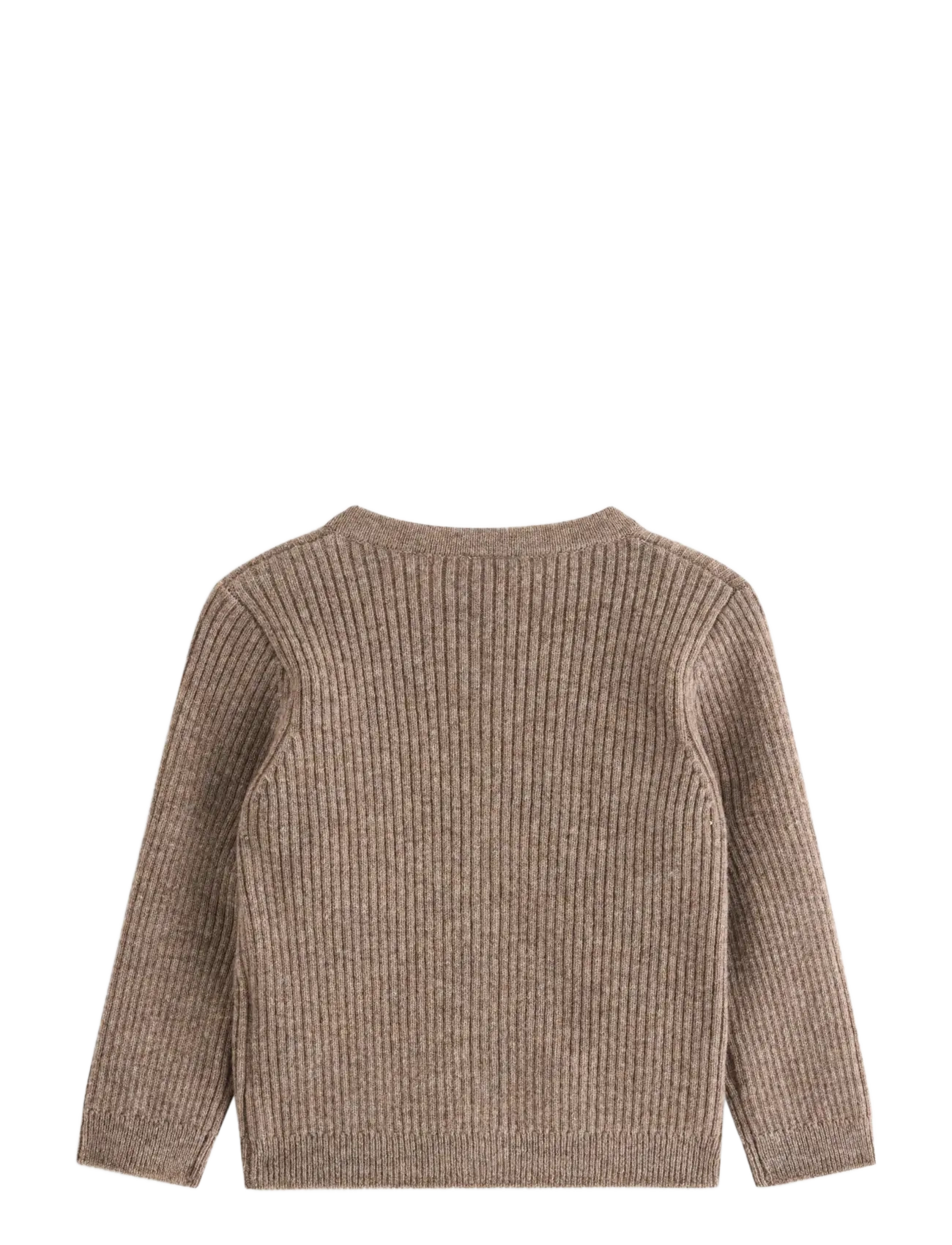 Lindex - Ribbed cardigan in merino wool - koftor - brown melange - 1