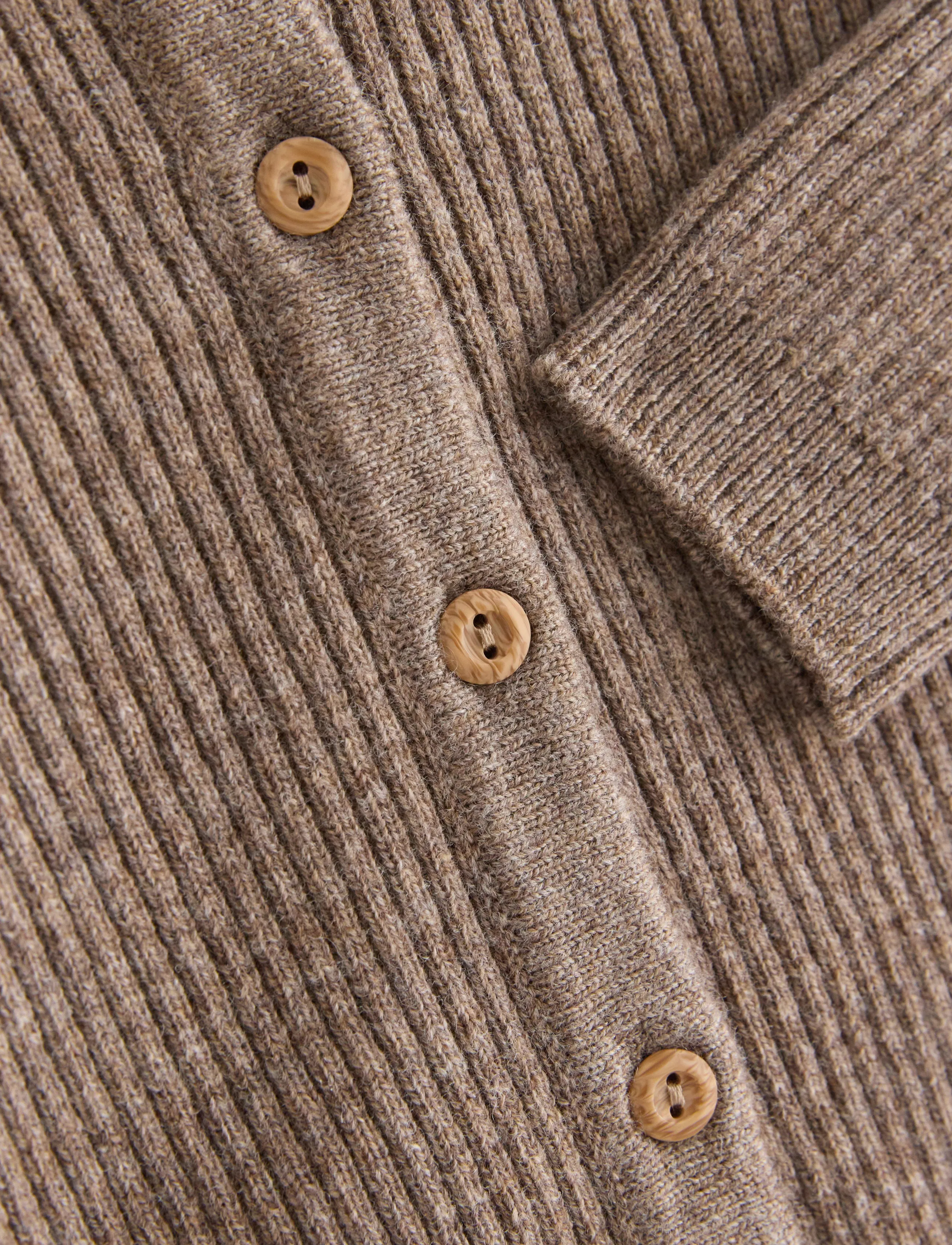 Lindex - Ribbed cardigan in merino wool - koftor - brown melange - 2