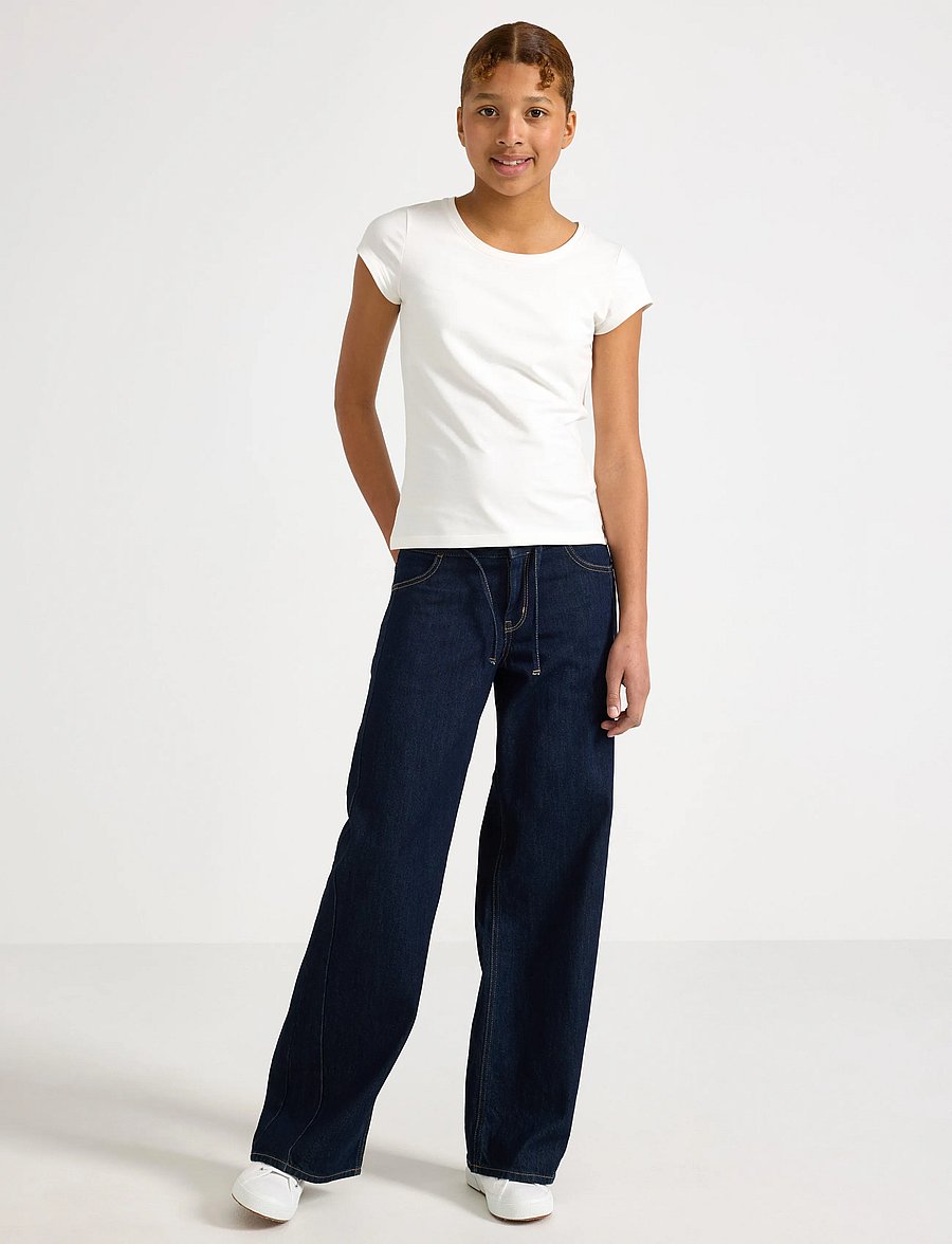 Lindex - Wide denim trousers with regular waist - hosen mit weitem bein - dark denim - 0