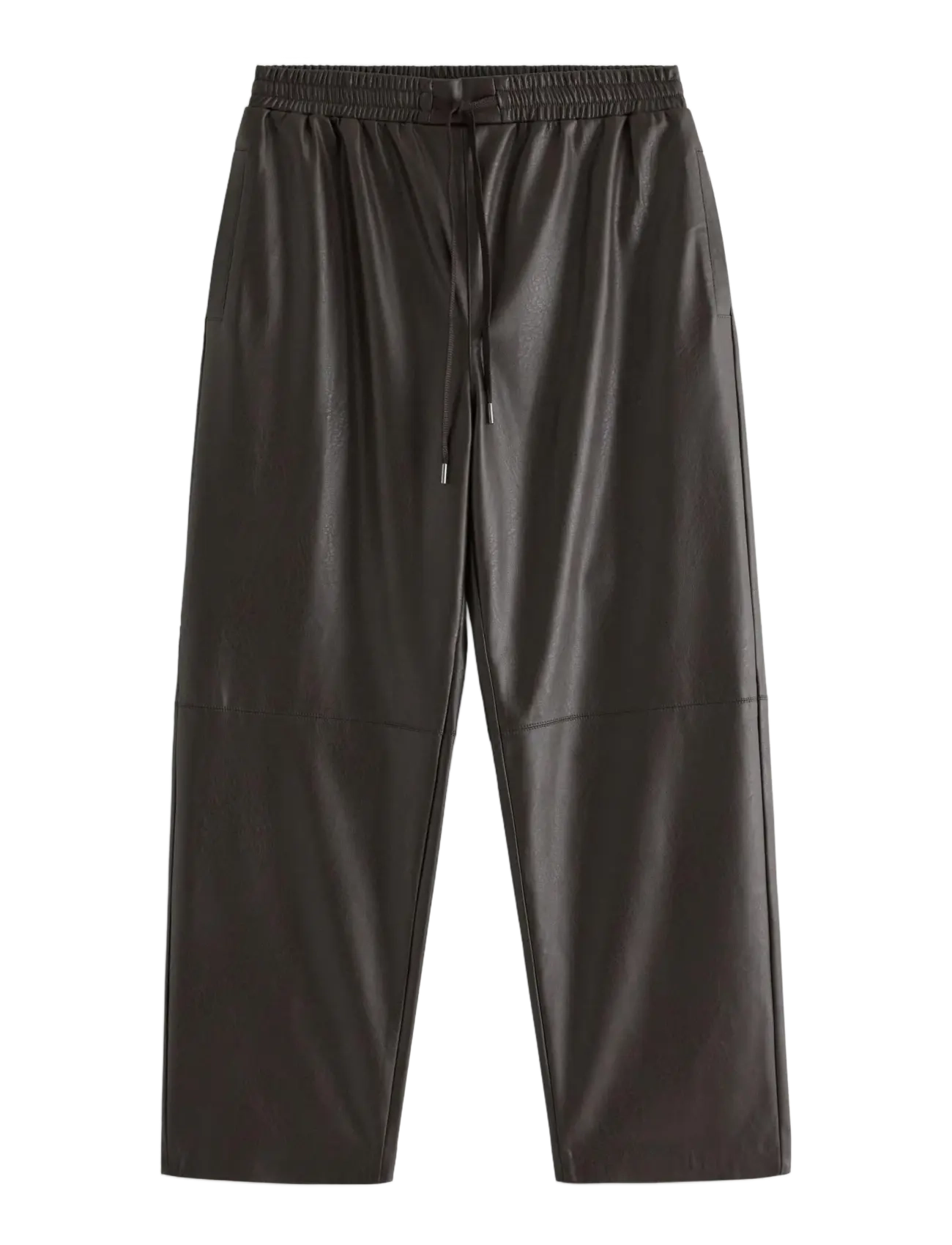 Lindex - Straight trousers in imitation leather - leather trousers - dark brown - 1