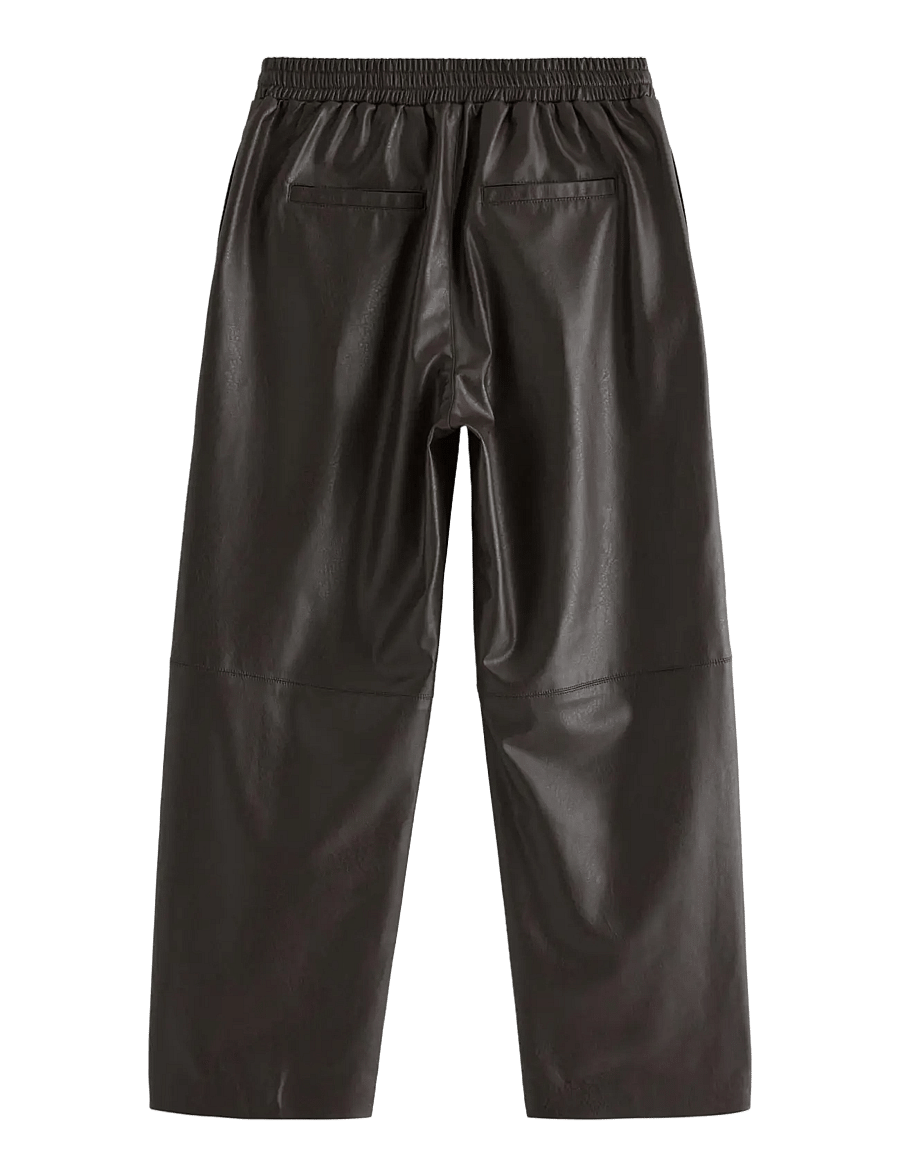 Lindex - Straight trousers in imitation leather - leather trousers - dark brown - 2