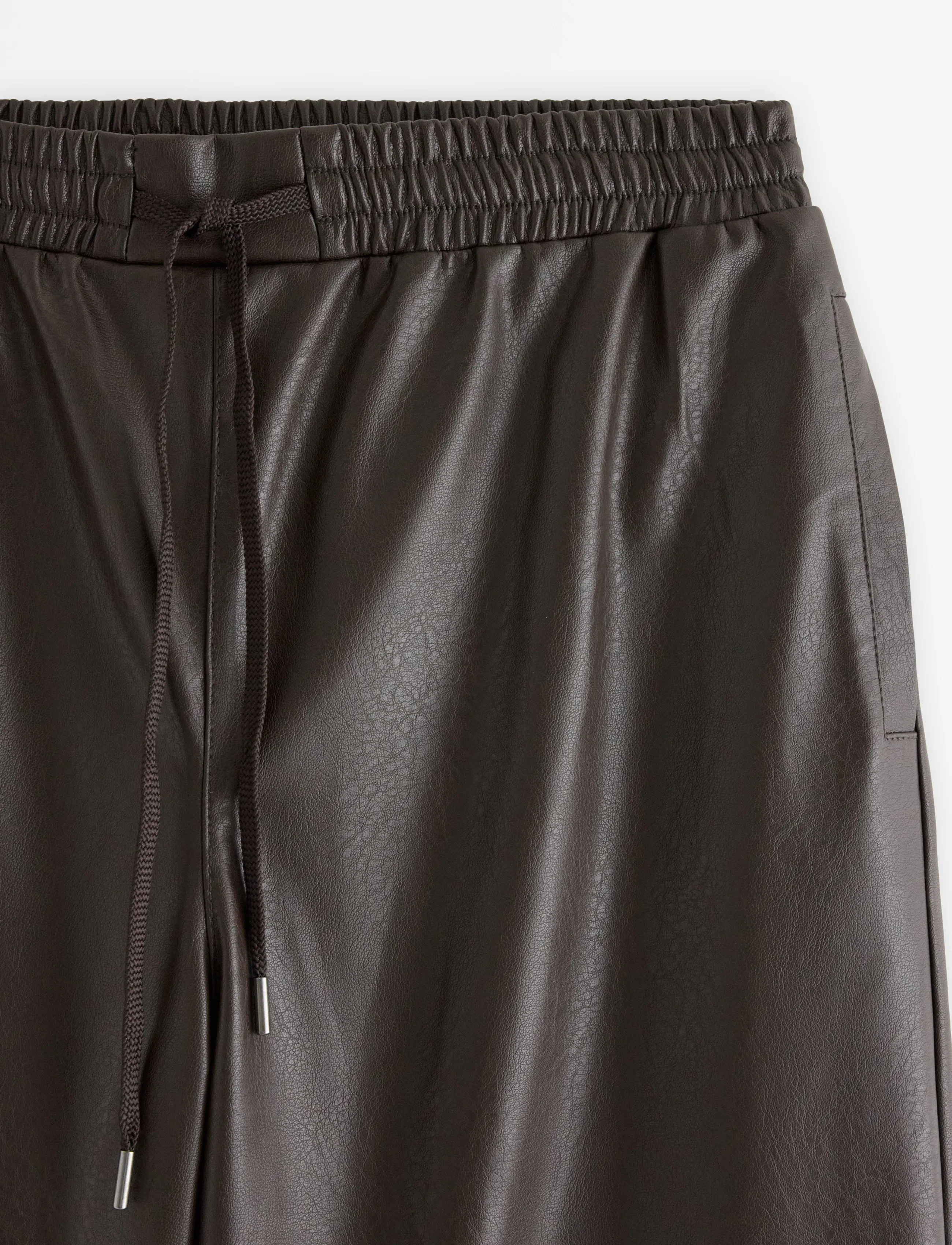 Lindex - Straight trousers in imitation leather - leather trousers - dark brown - 5