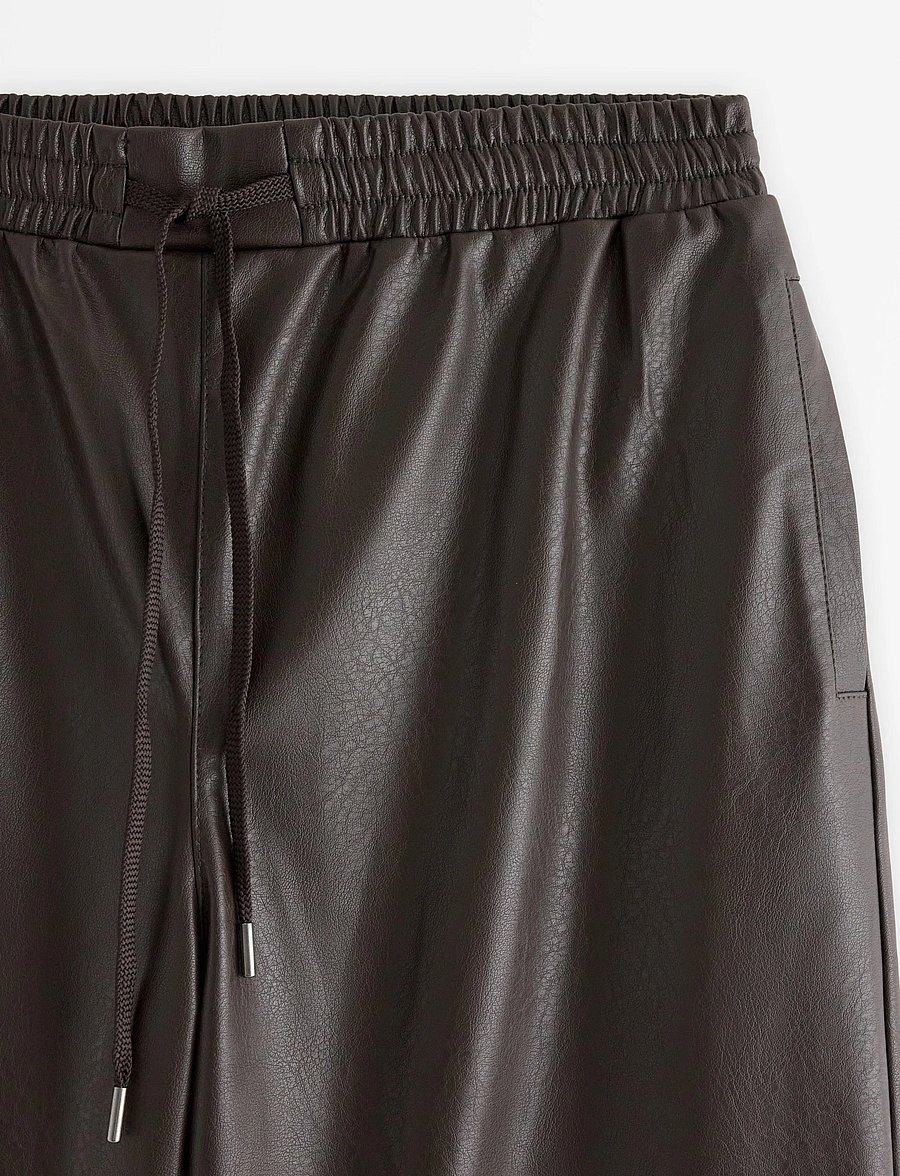 Lindex - Straight trousers in imitation leather - leather trousers - dark brown - 5