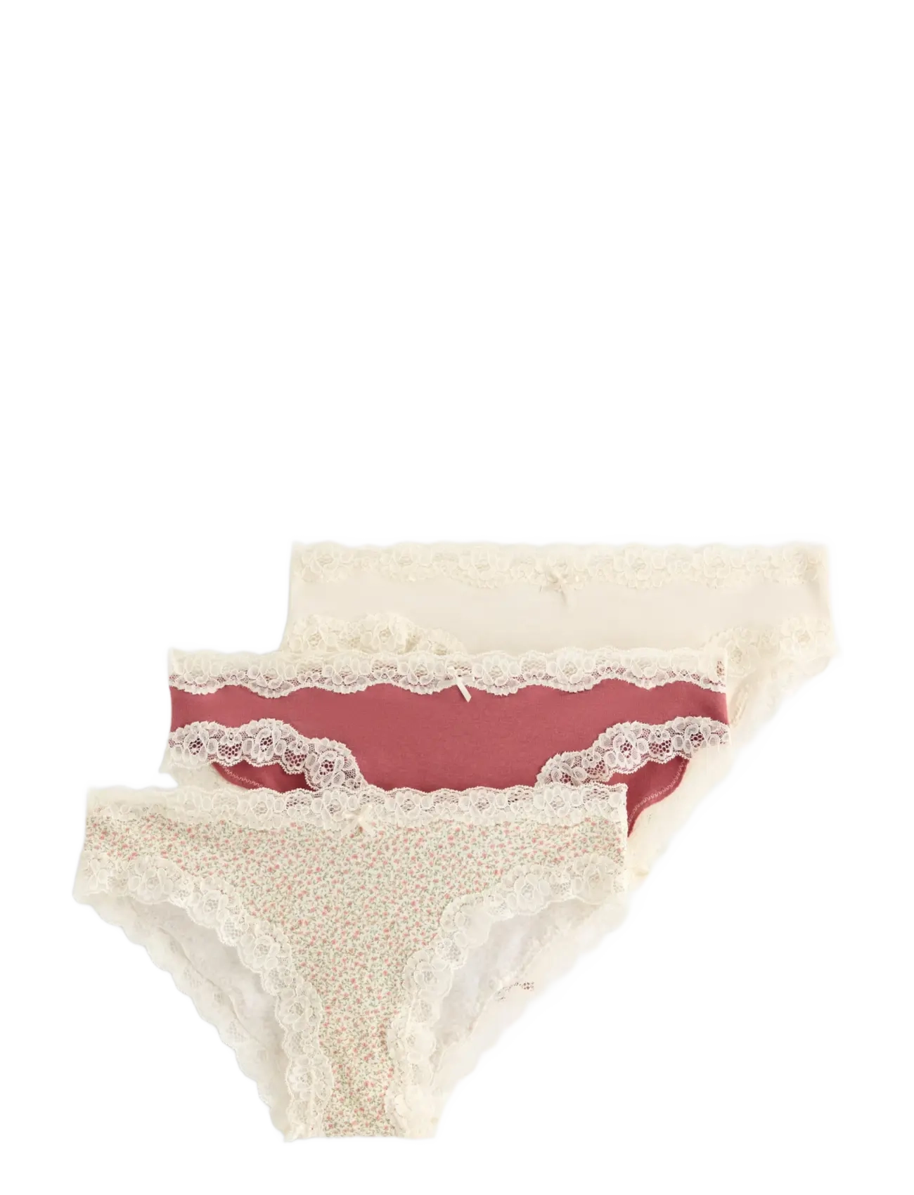Lindex 3-Pack Briefs With Lace, Kvinder, 3-Pak Blonde Trusser, Cream, Str: XS