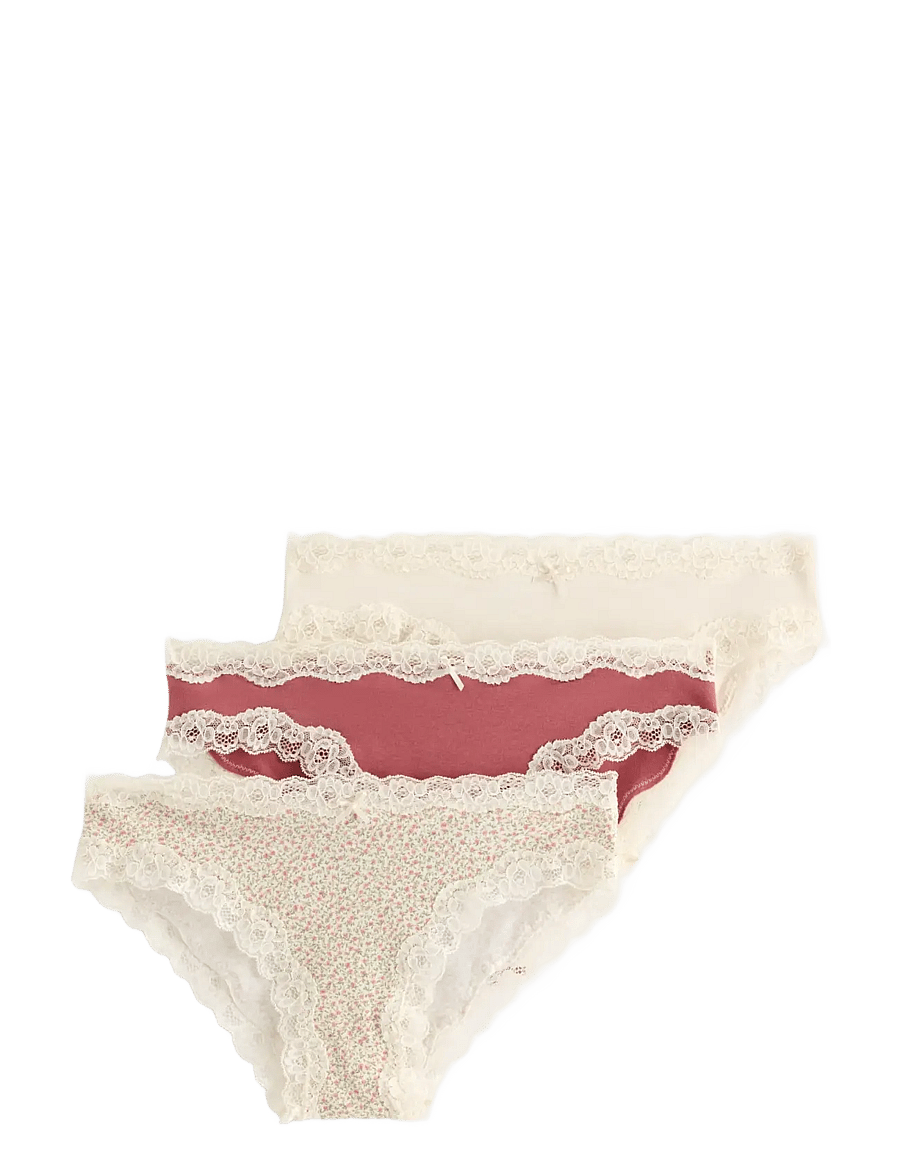 Lindex - 3-pack briefs with lace - briefs - dusty white - 1