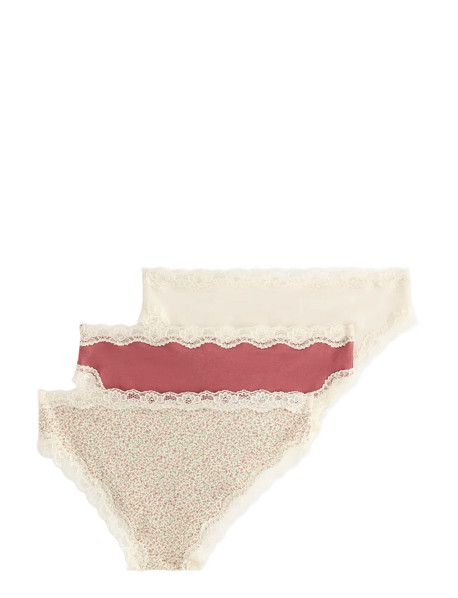 Lindex - 3-pack briefs with lace - briefs - dusty white - 2