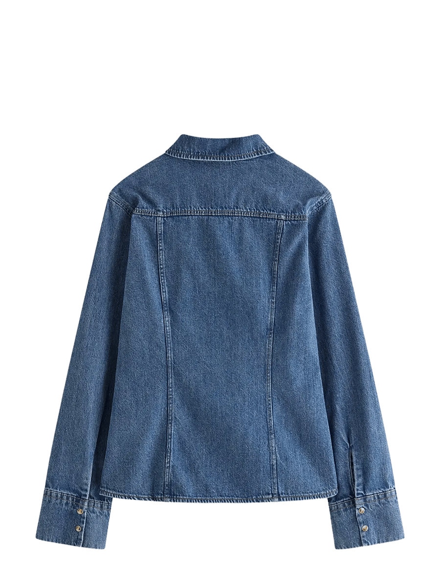 Lindex - Long-sleeved denim shirt - denimskjorter - denim blue - 2