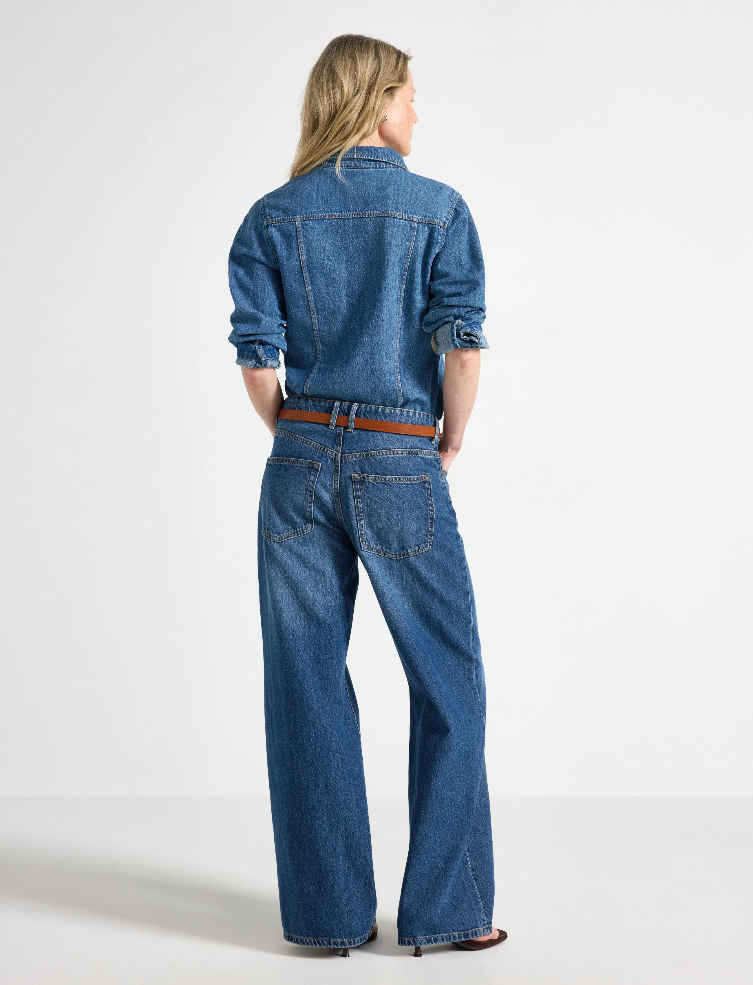 Lindex - Long-sleeved denim shirt - denim blue - 3