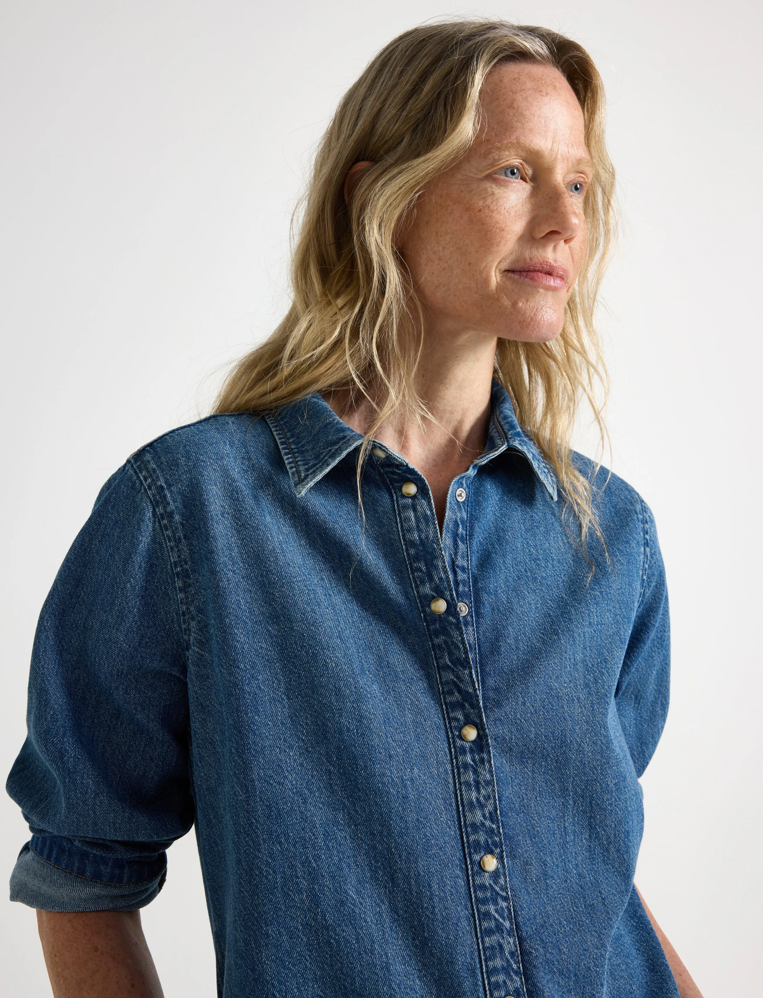 Lindex - Long-sleeved denim shirt - denim blue - 4