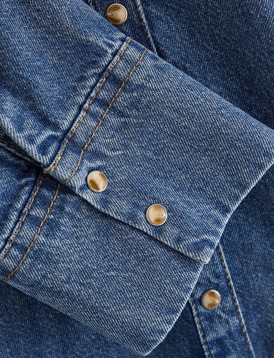 Lindex - Long-sleeved denim shirt - denimskjorter - denim blue - 5