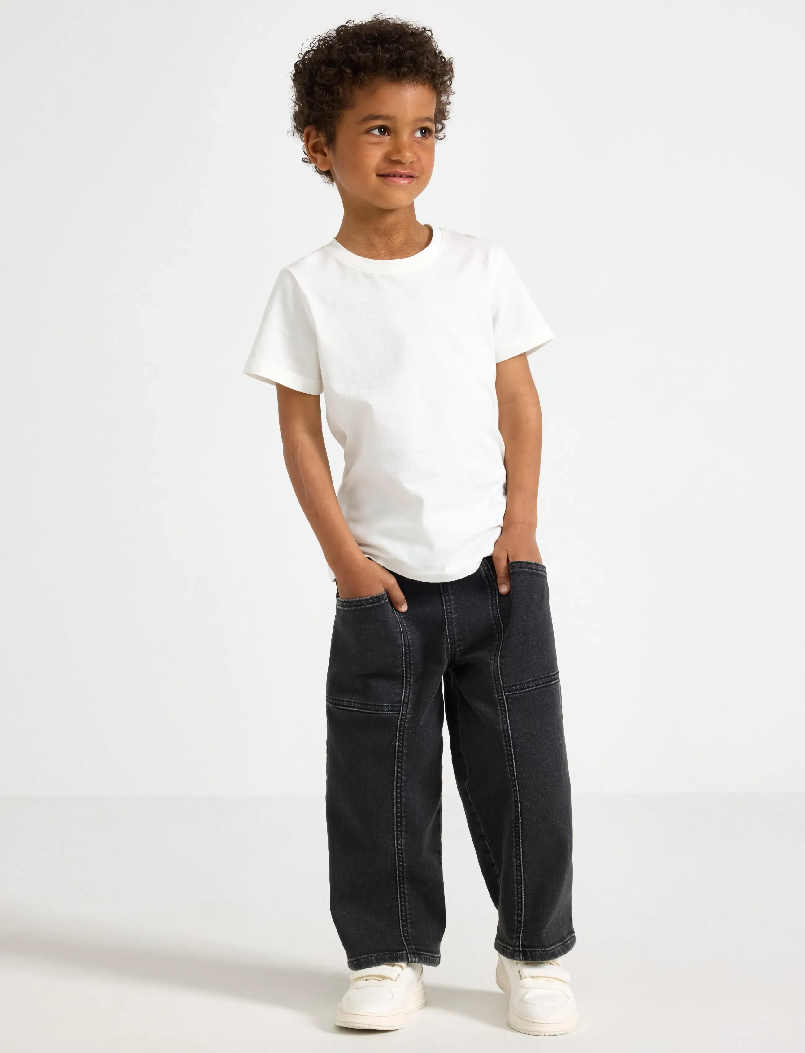Lindex Jeans With Balloon Fit, 116, Black, Jeans > Vidde Jeans, Børn