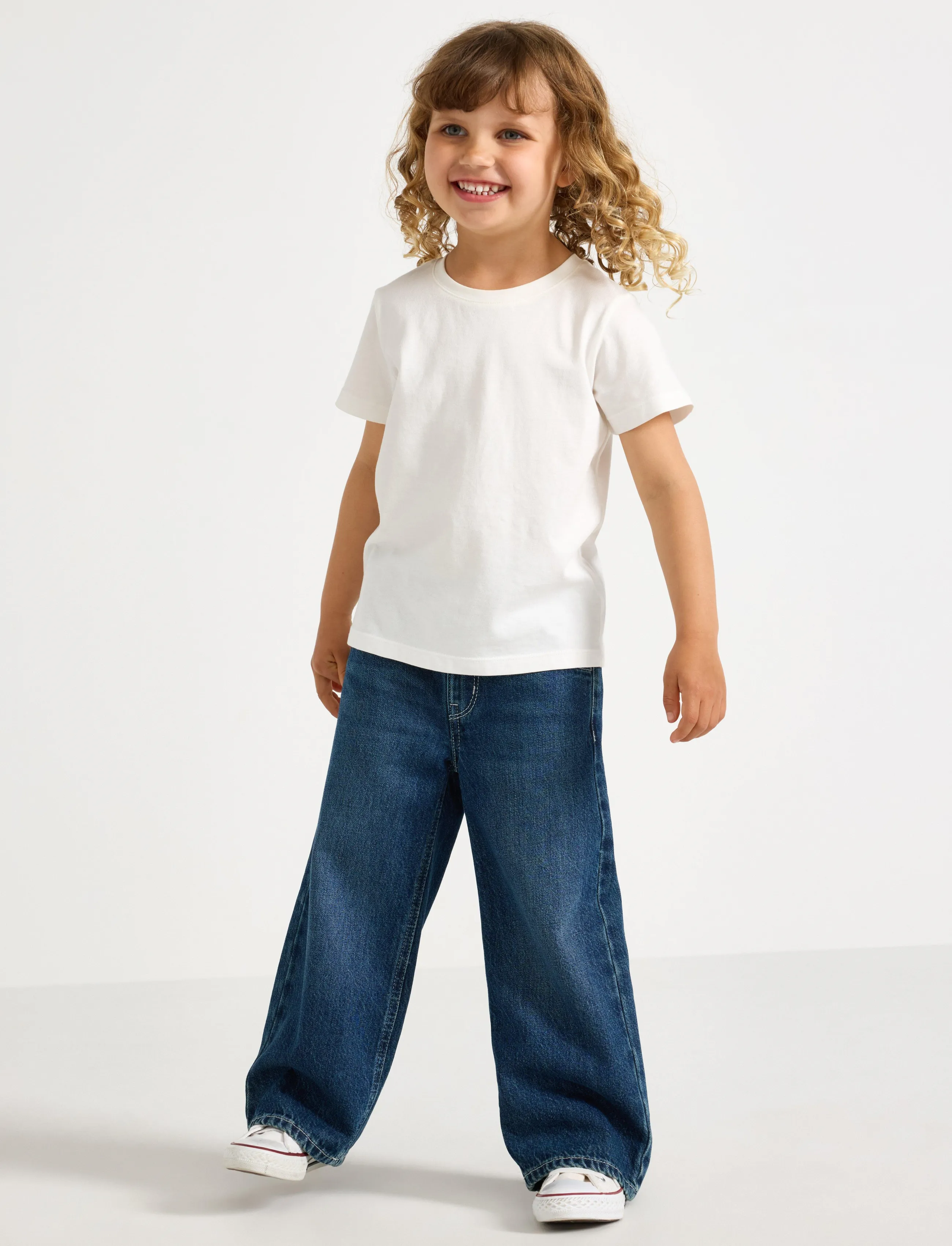 Lindex Wide Jeans With Regular Waist, 110, Jeans, Blau - Kinder