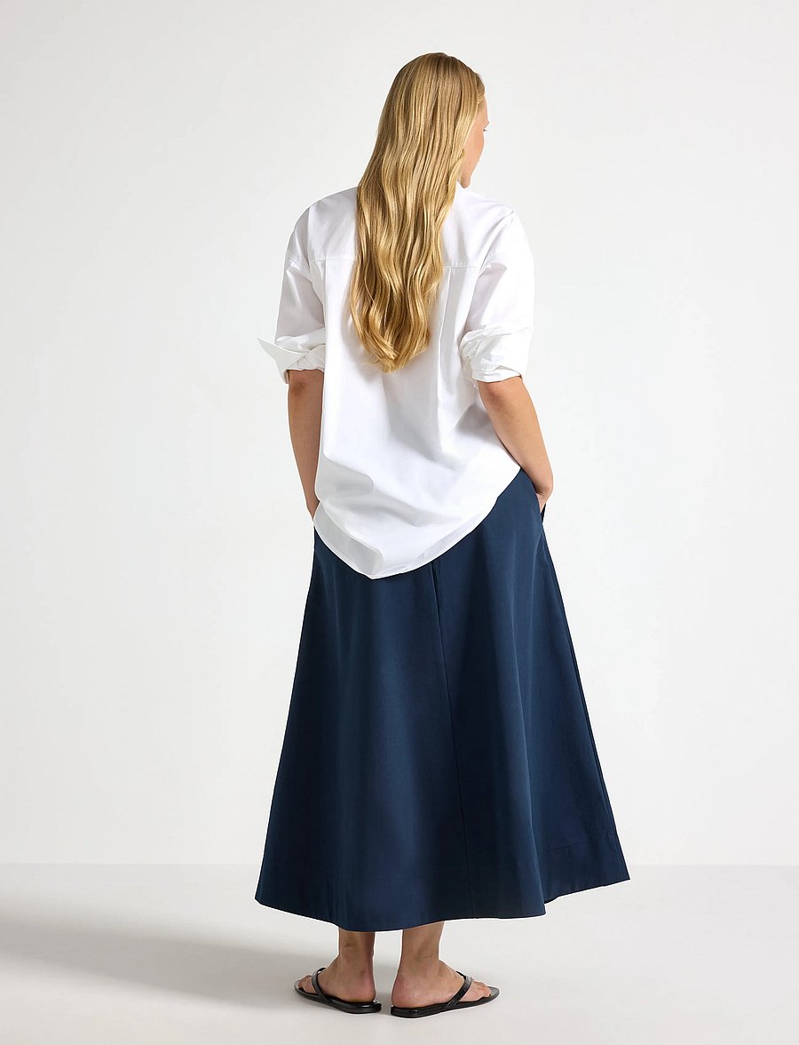 Lindex - Skirt with a-line fit - midi-röcke - dark blue - 3