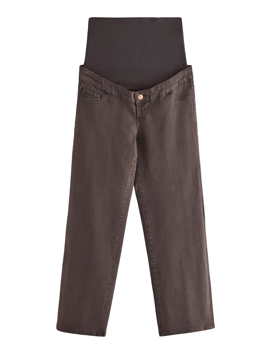 Lindex - MOM WIDE Hanna cropped maternity jeans - mom-jeans - dark brown - 0
