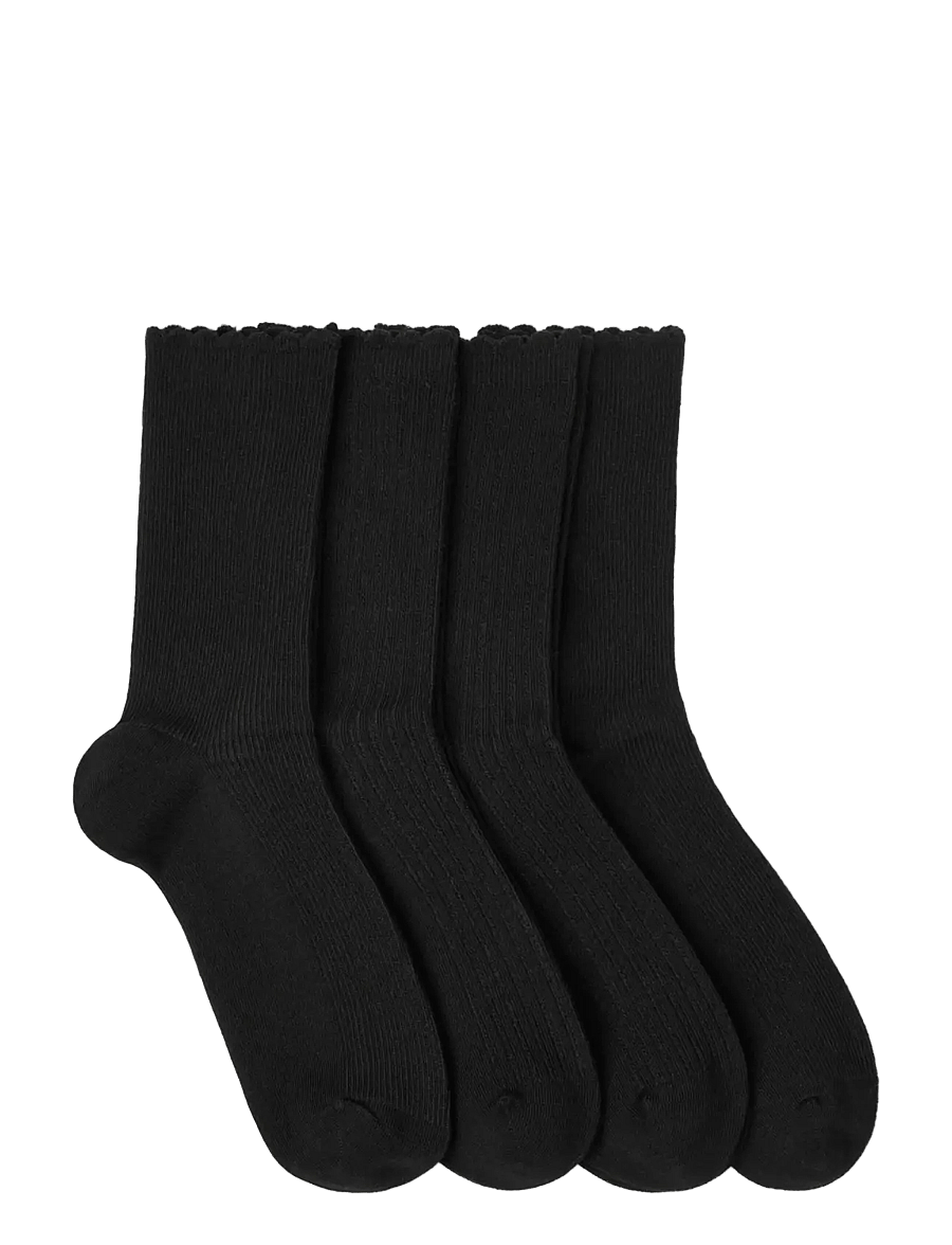 Lindex - 4-pack ribbed socks - normale socken - black - 1