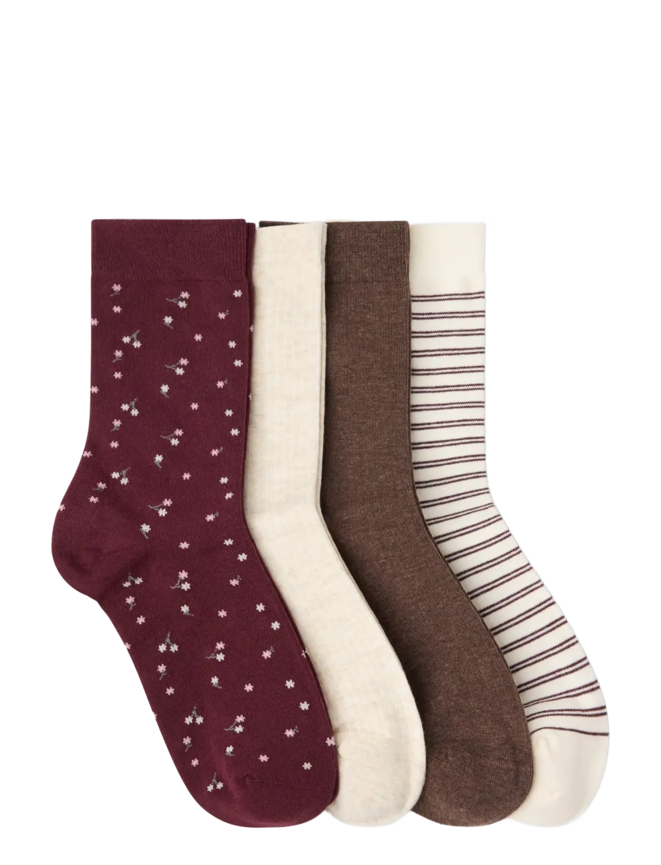 Lindex - 4-pack socks - dark dusty red - 1