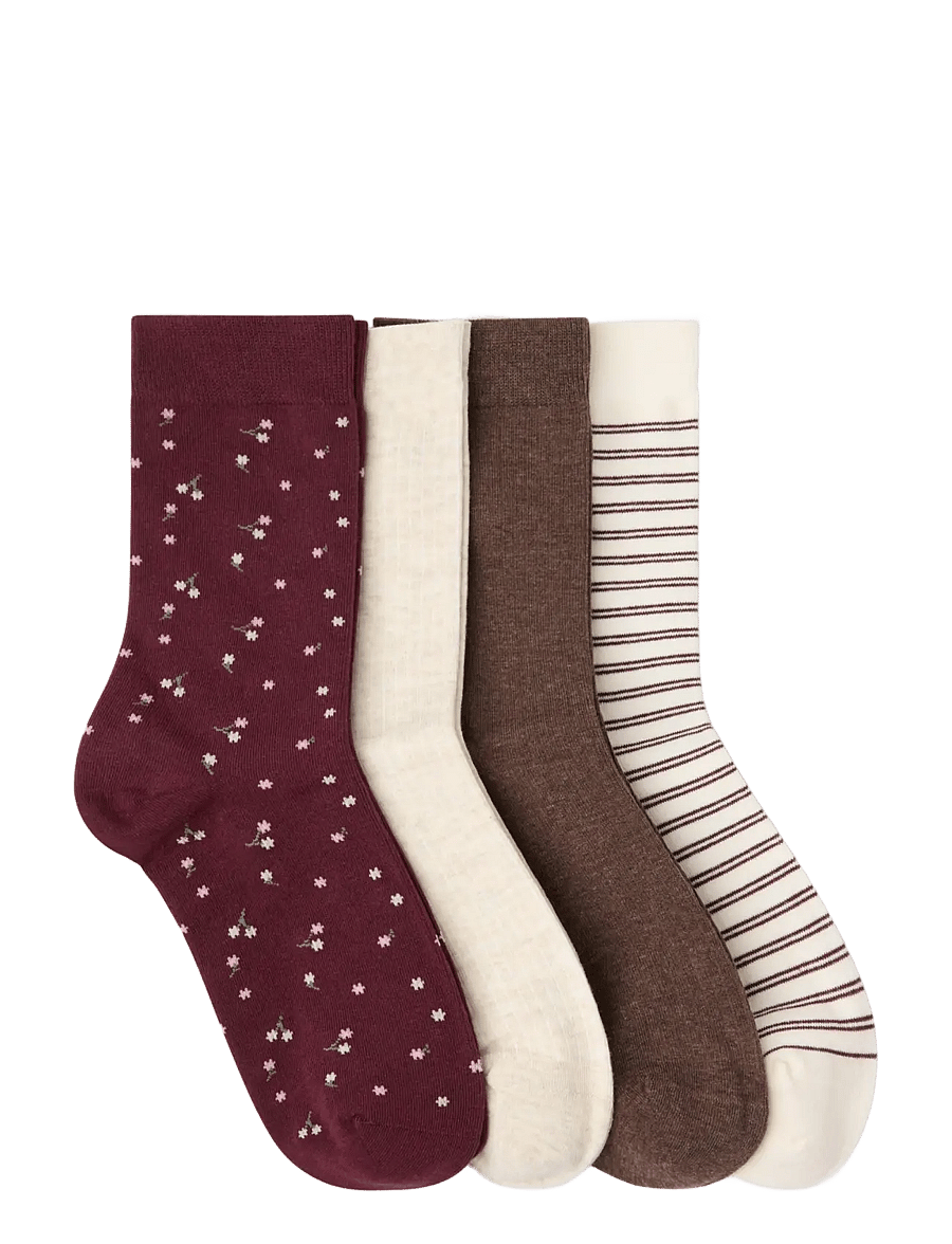 Lindex - 4-pack socks - normale socken - dark dusty red - 1