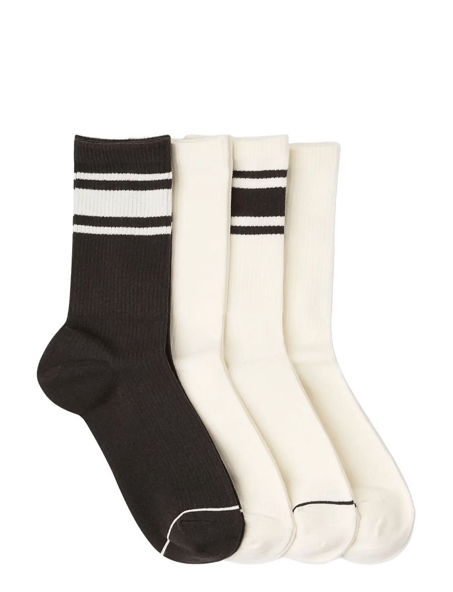 Lindex - 4-pack sporty socks - almindelige strømper - dark brown - 1
