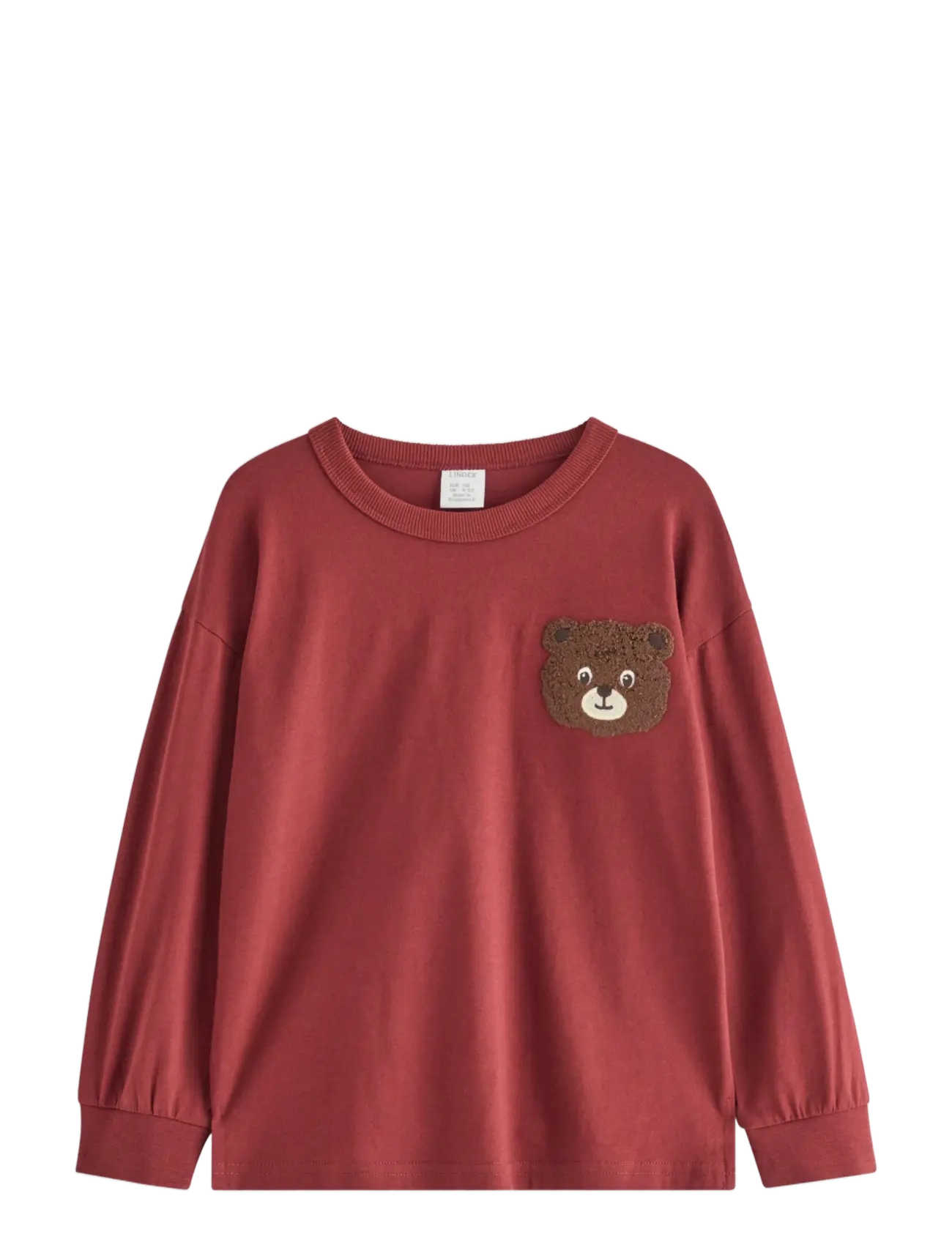 Lindex Long-sleeved top with terry applique - Back to school - DARK RED / burgundy