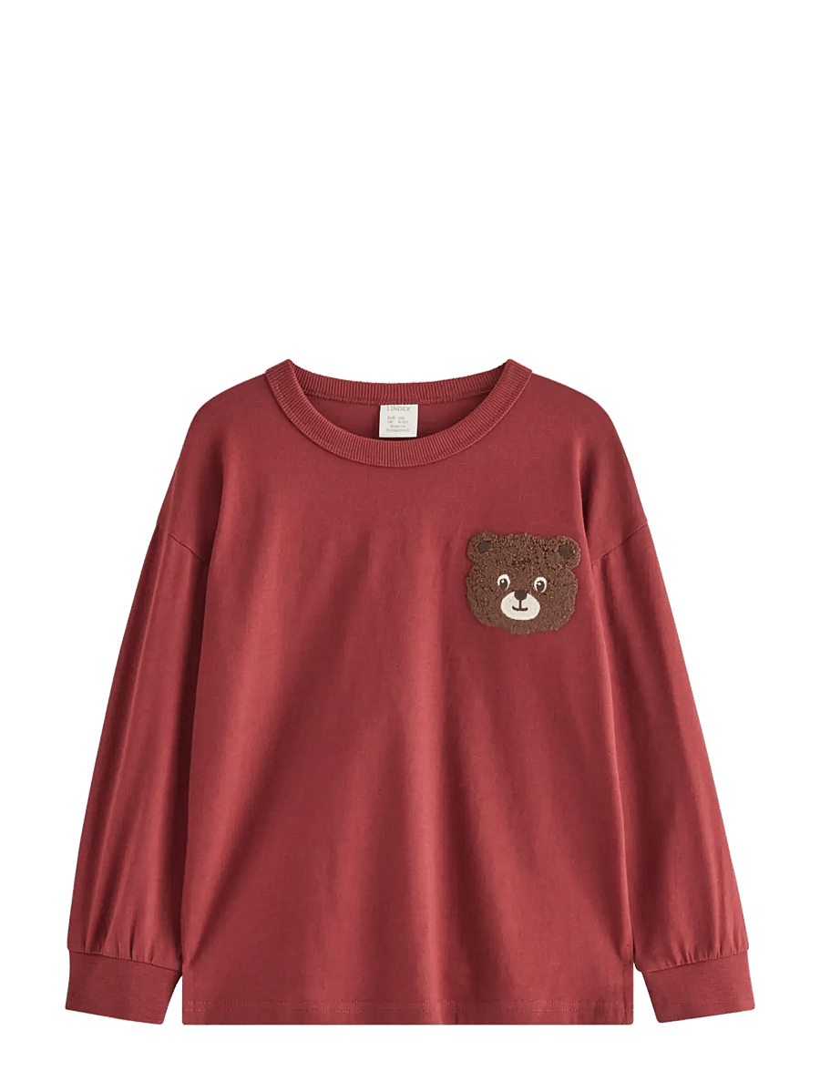 Lindex - Long-sleeved top with terry applique - sweatshirts - dark red - 1