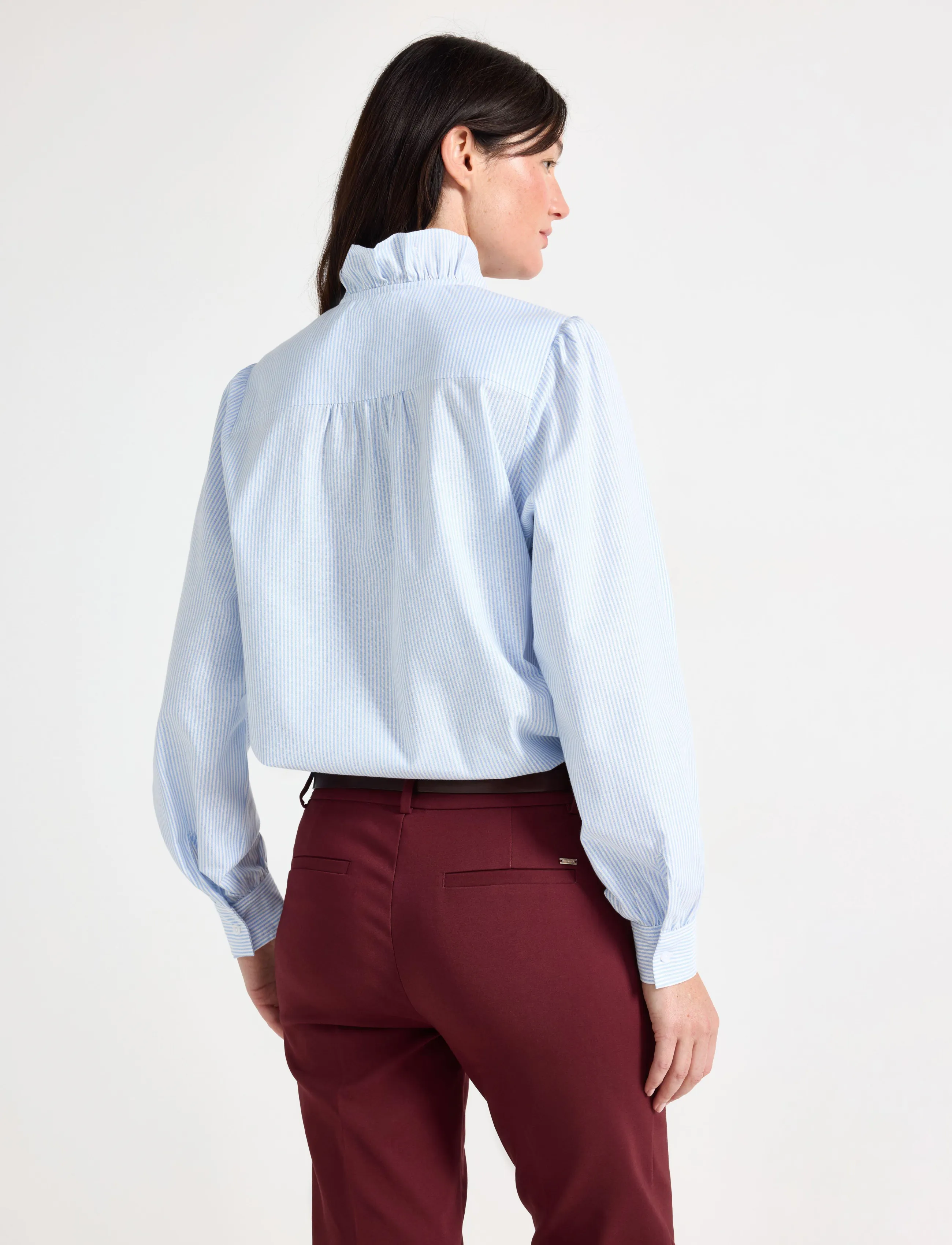 Lindex - Shirt with frill - long sleeved blouses - light blue - 3