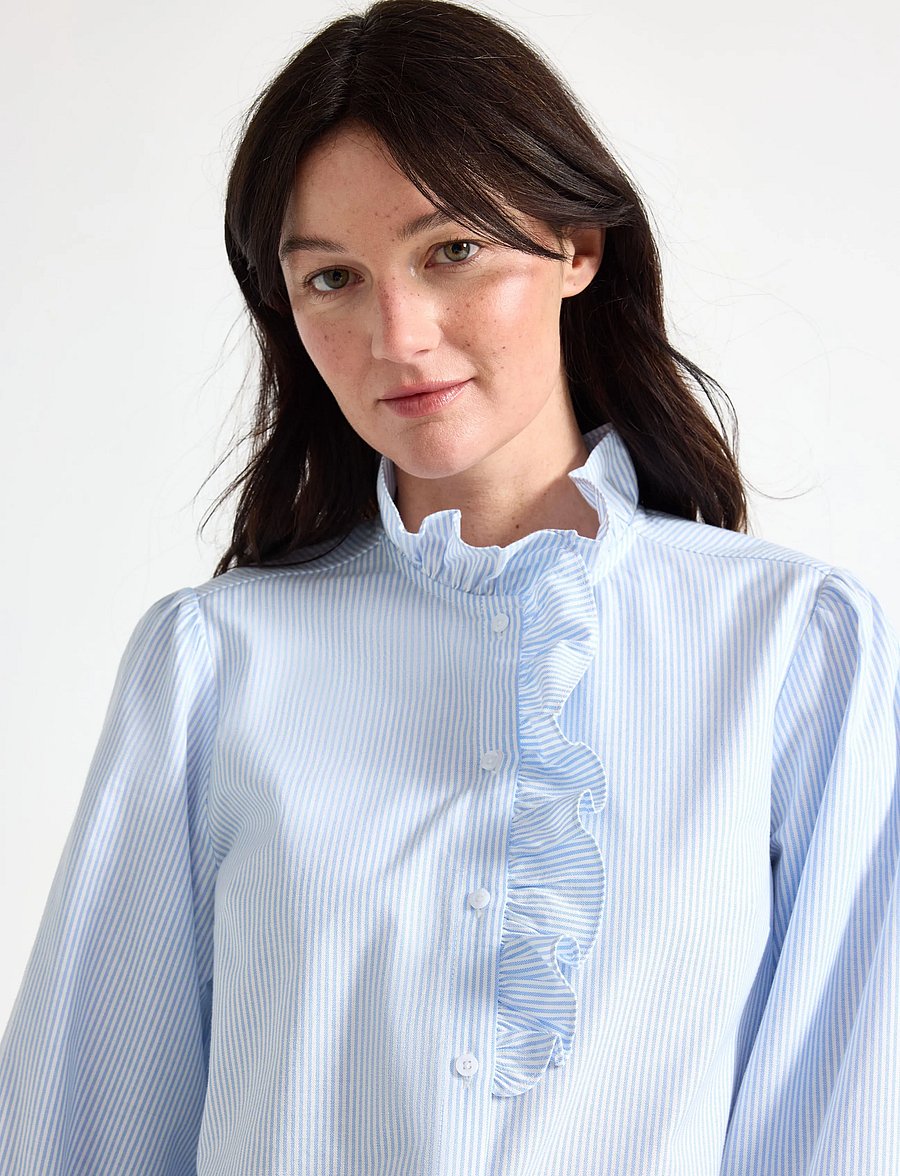 Lindex - Shirt with frill - langärmelige blusen - light blue - 4