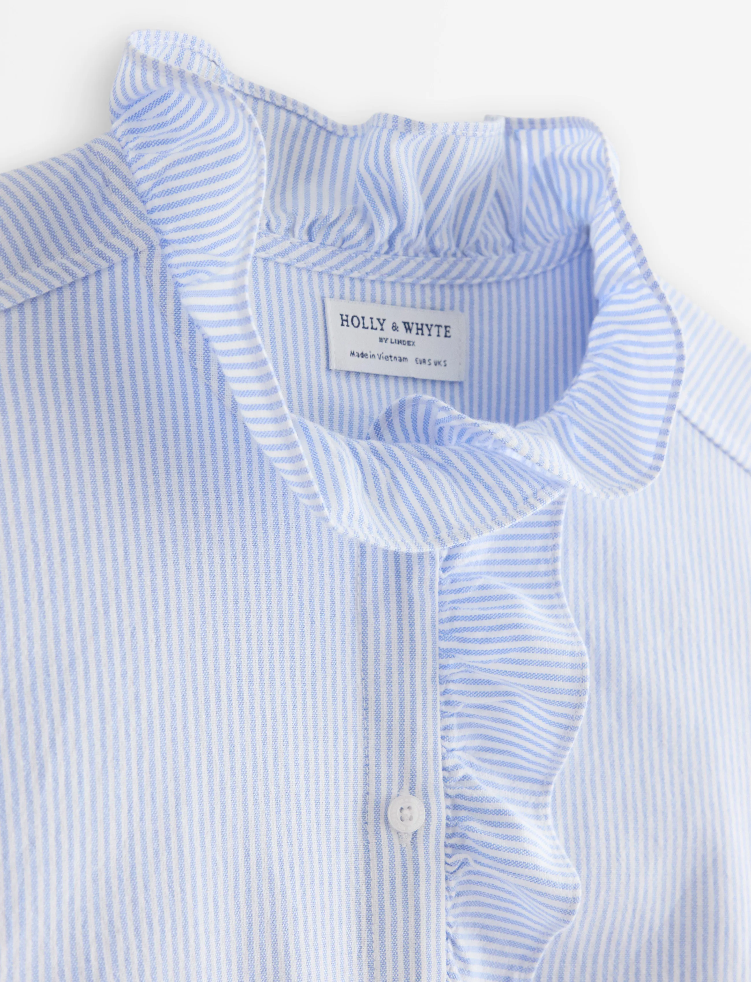 Lindex - Shirt with frill - long sleeved blouses - light blue - 5