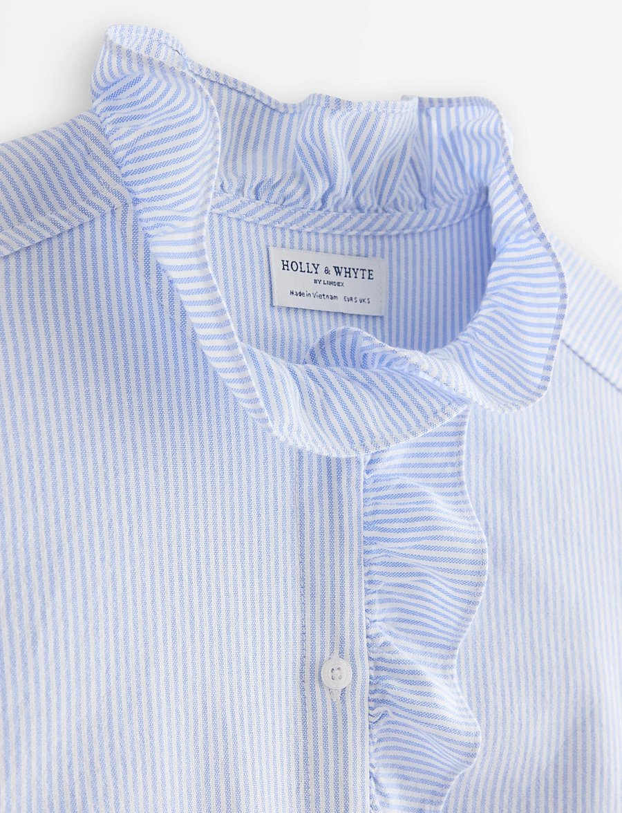 Lindex - Shirt with frill - langärmelige blusen - light blue - 5