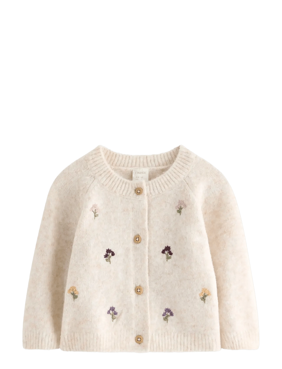 Lindex - Cardigan with embroidery - koftor - light beige melange - 0