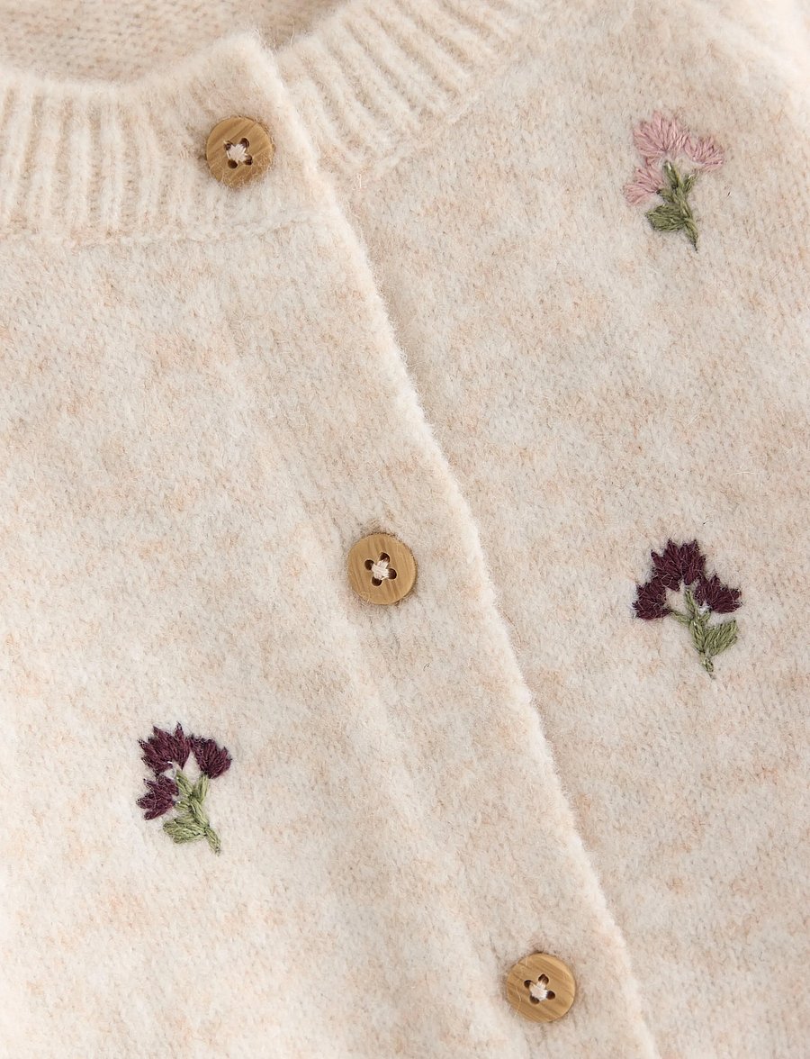 Lindex - Cardigan with embroidery - koftor - light beige melange - 2
