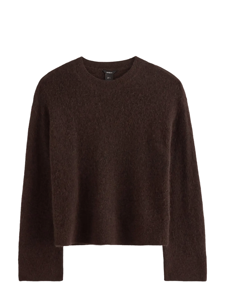 Lindex - Knitted jumper in wool blend - pullover - dark brown - 0