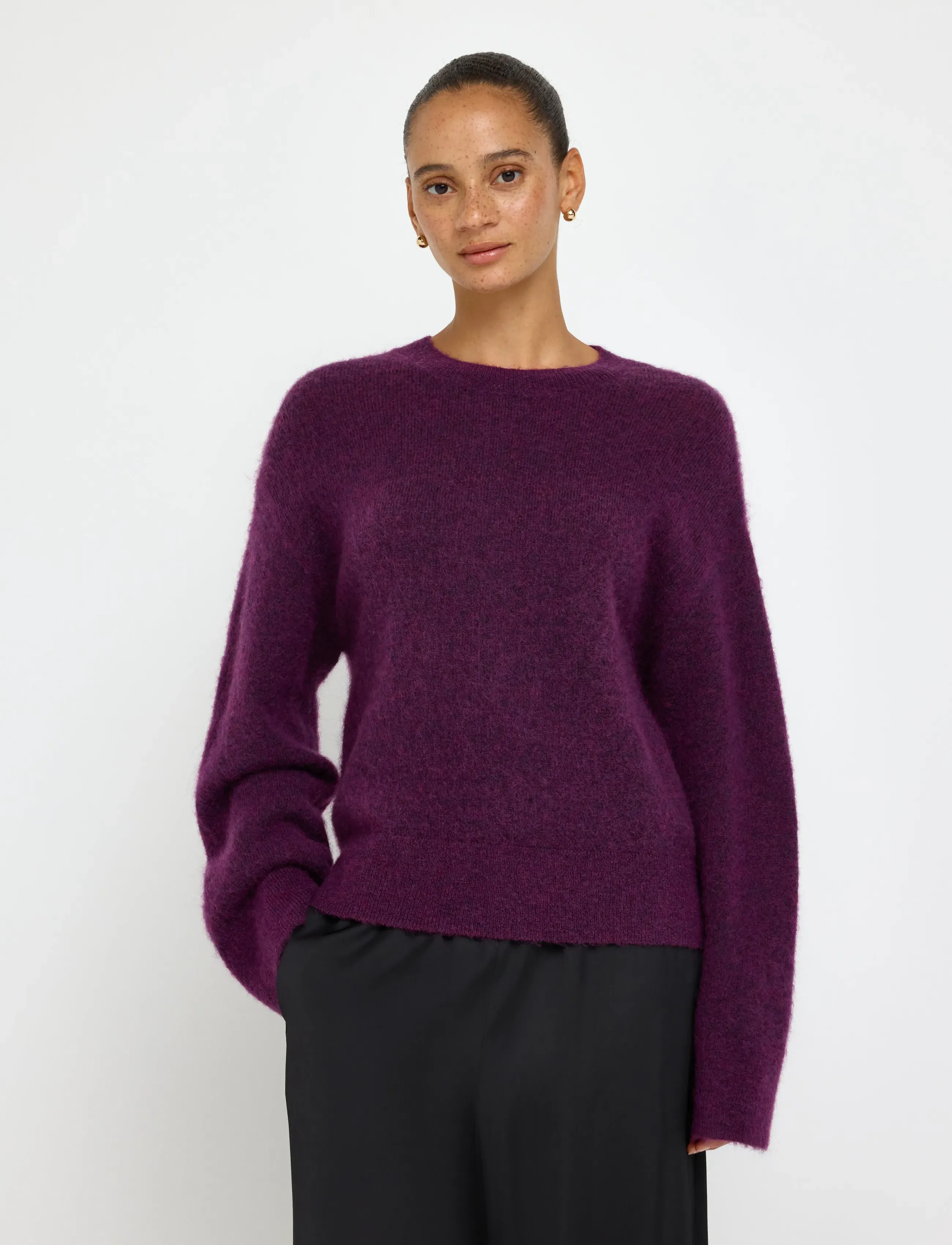 Lindex - Knitted jumper in wool blend - pullover - dark lilac - 0