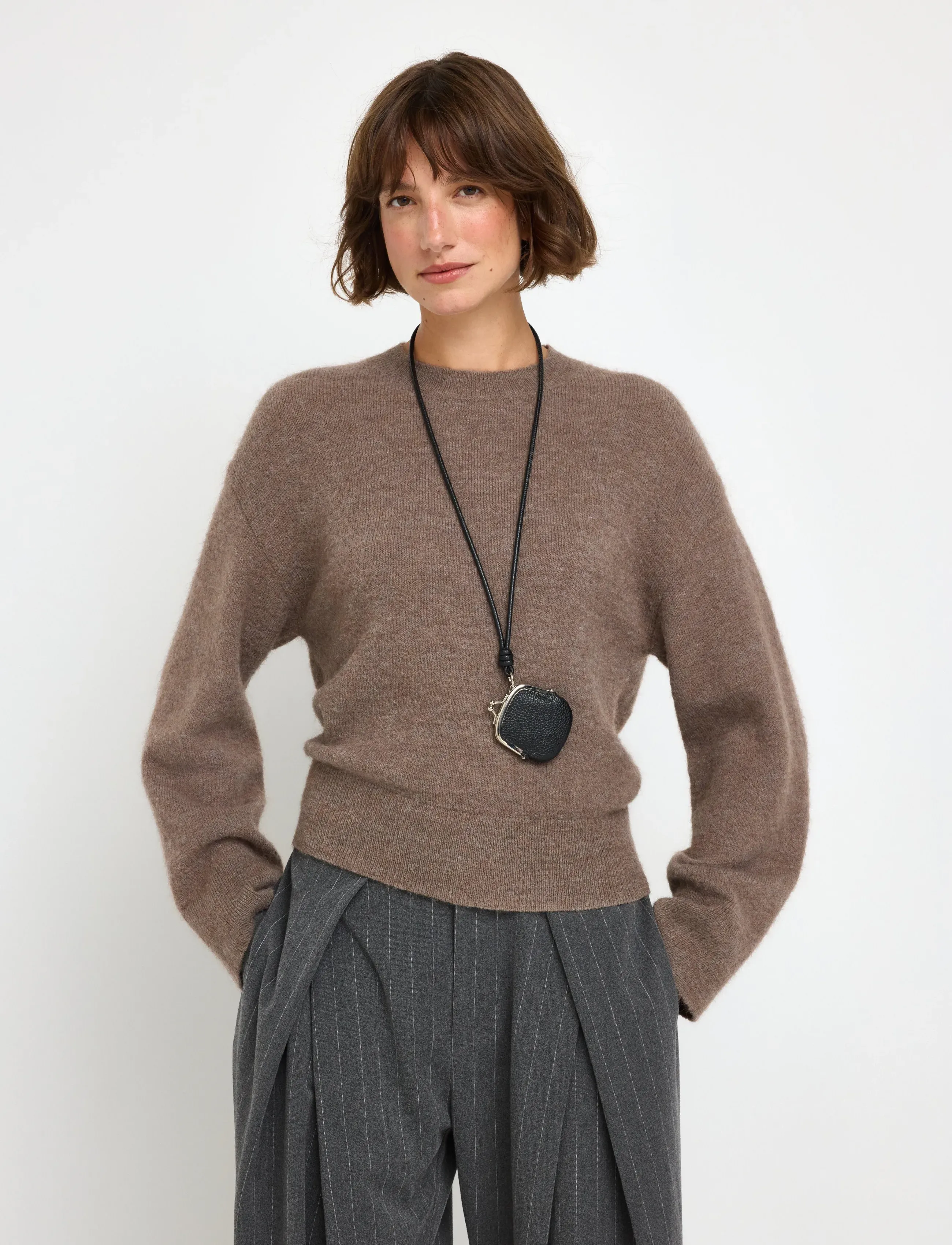 Lindex - Knitted jumper in wool blend - pullover - light dusty brown - 0