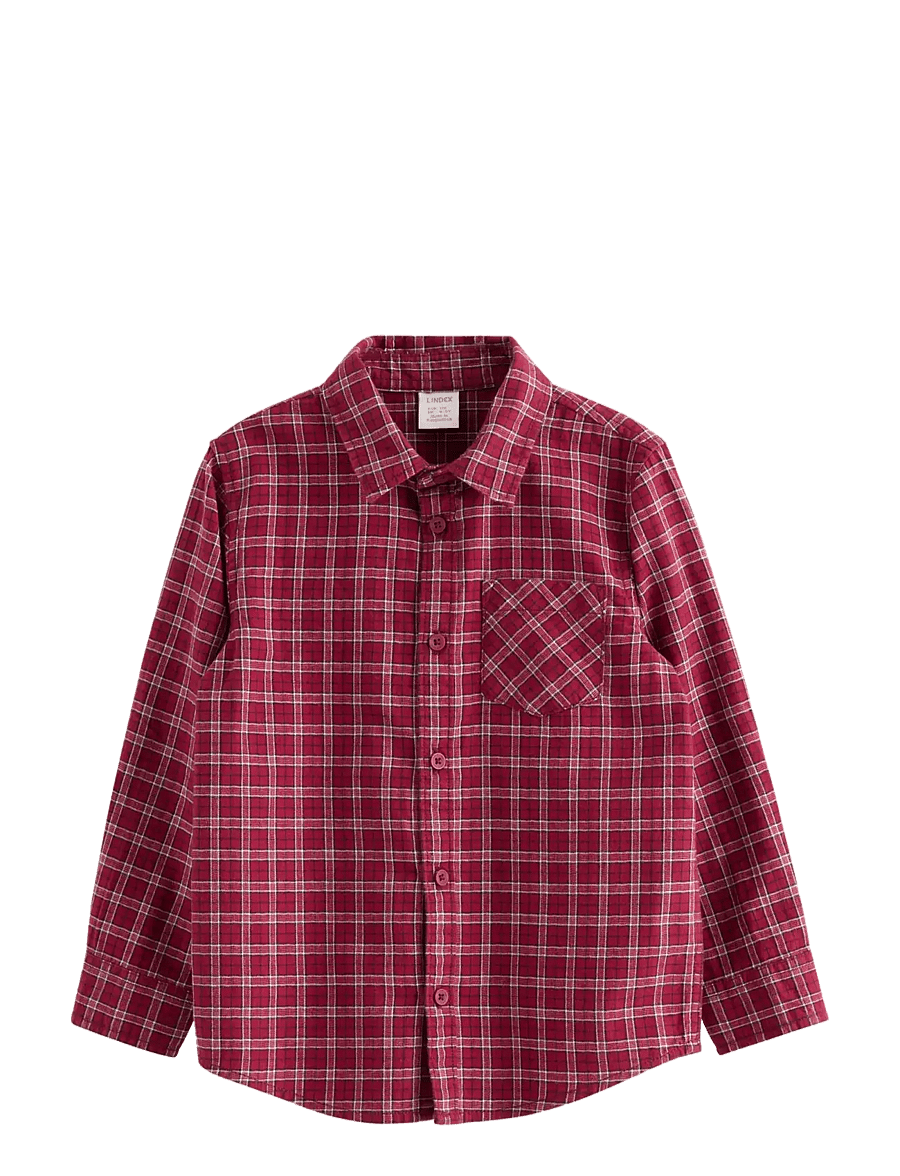 Lindex - Checked shirt - langärmlige hemden - dark red - 1
