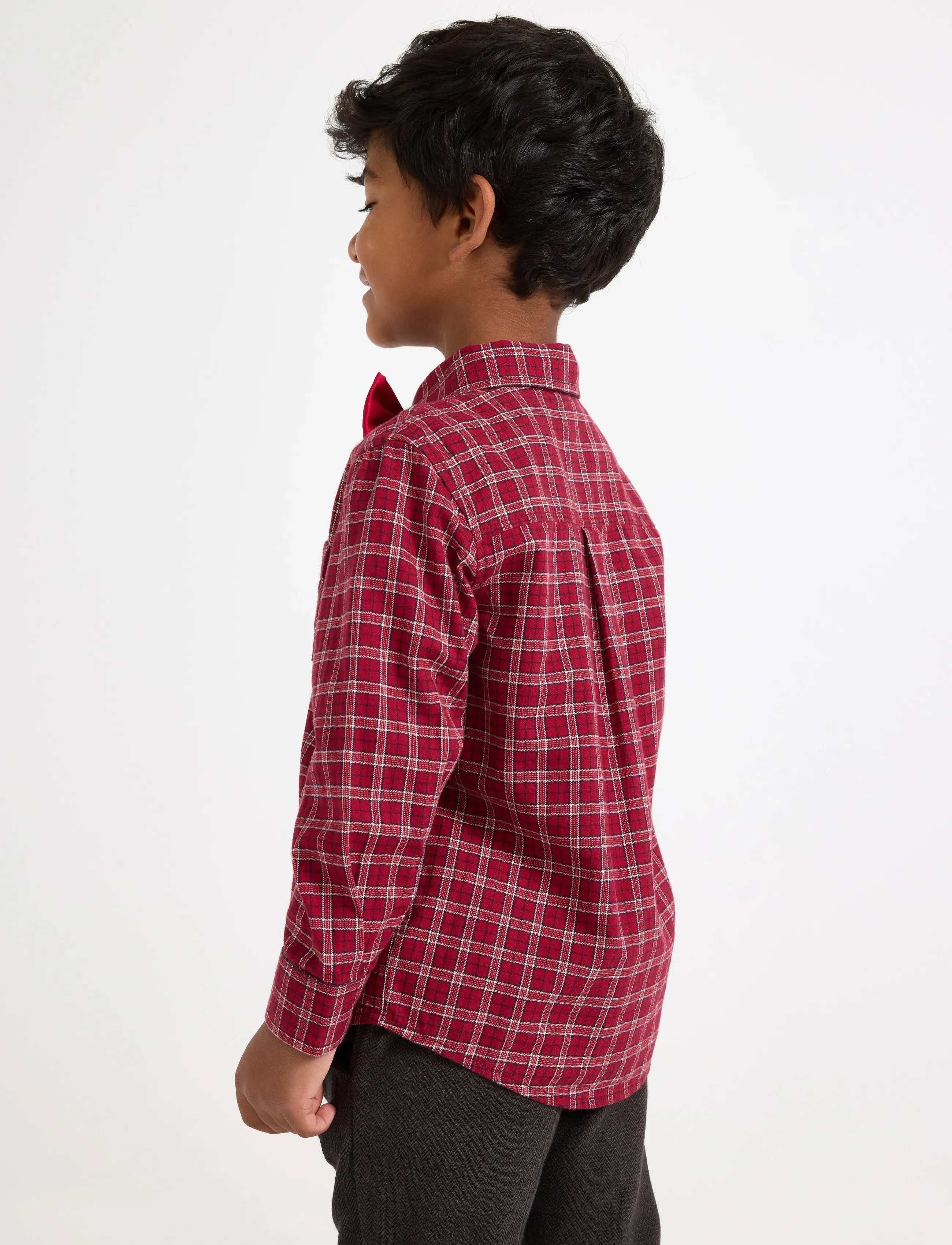Lindex - Checked shirt - langärmlige hemden - dark red - 3