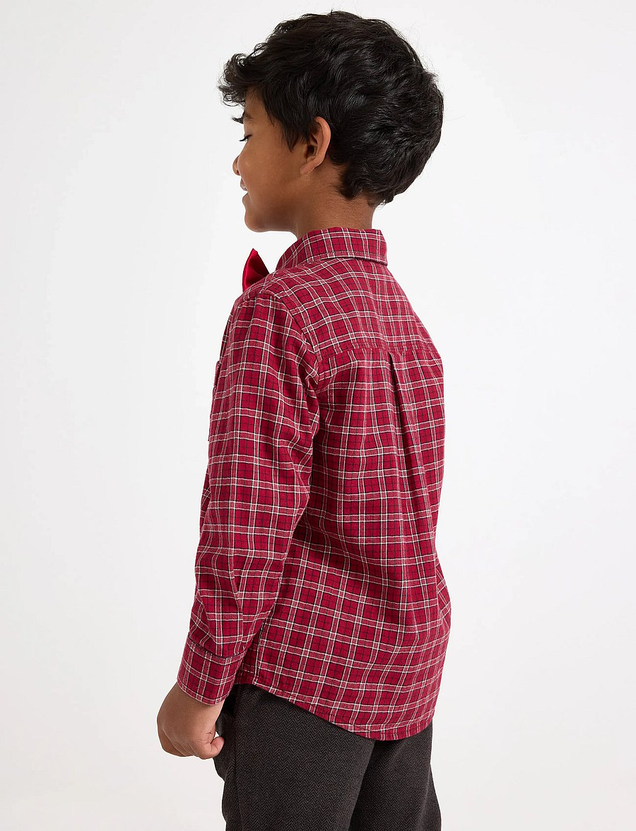 Lindex - Checked shirt - langärmlige hemden - dark red - 3
