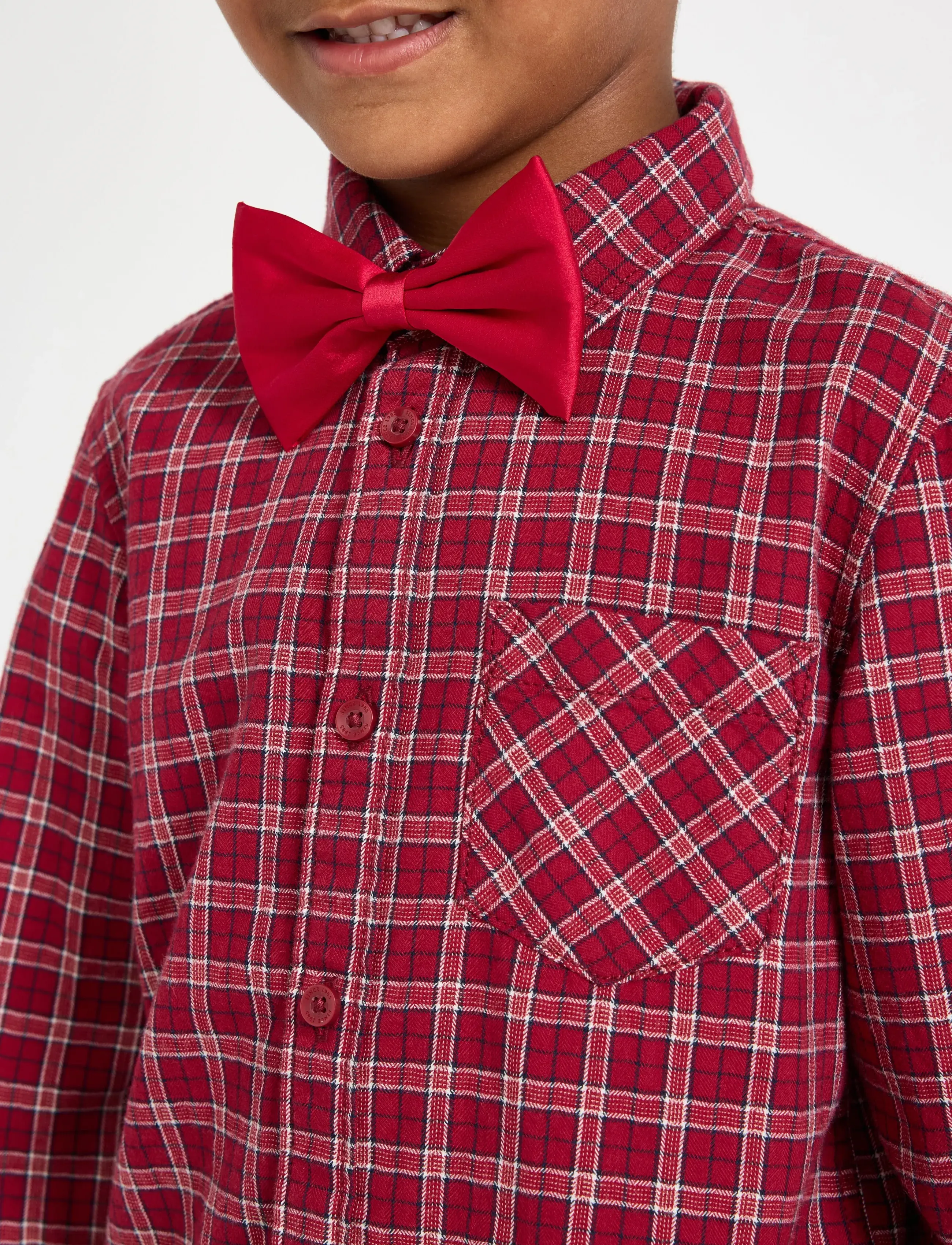 Lindex - Checked shirt - langärmlige hemden - dark red - 4