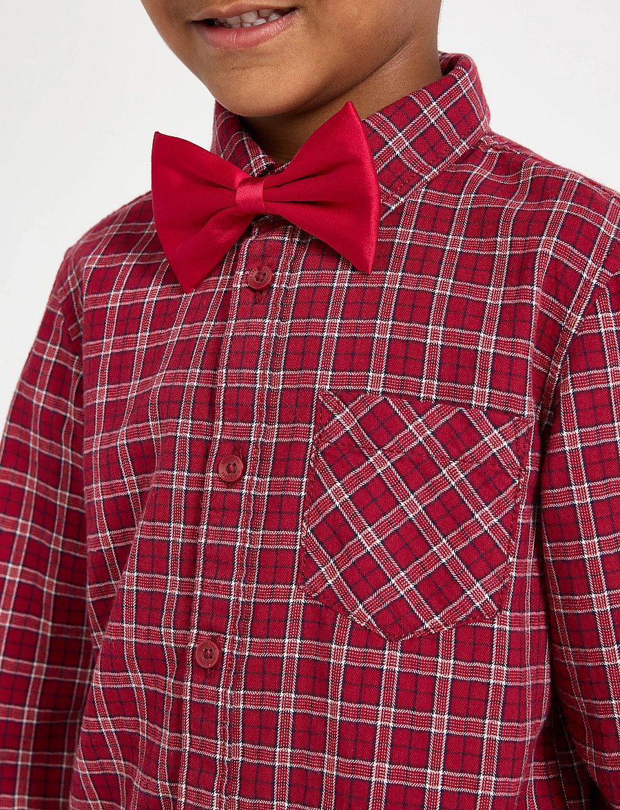 Lindex - Checked shirt - langärmlige hemden - dark red - 4