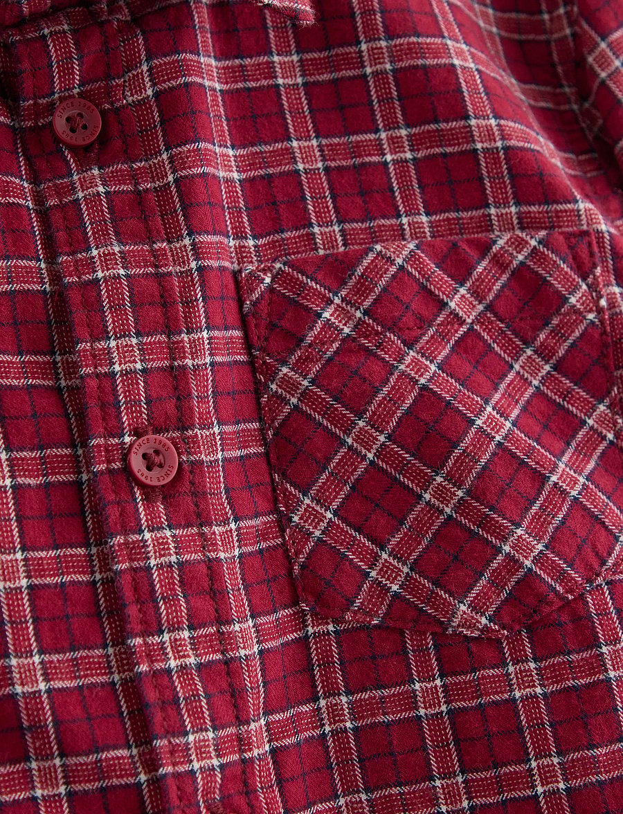 Lindex - Checked shirt - langärmlige hemden - dark red - 5